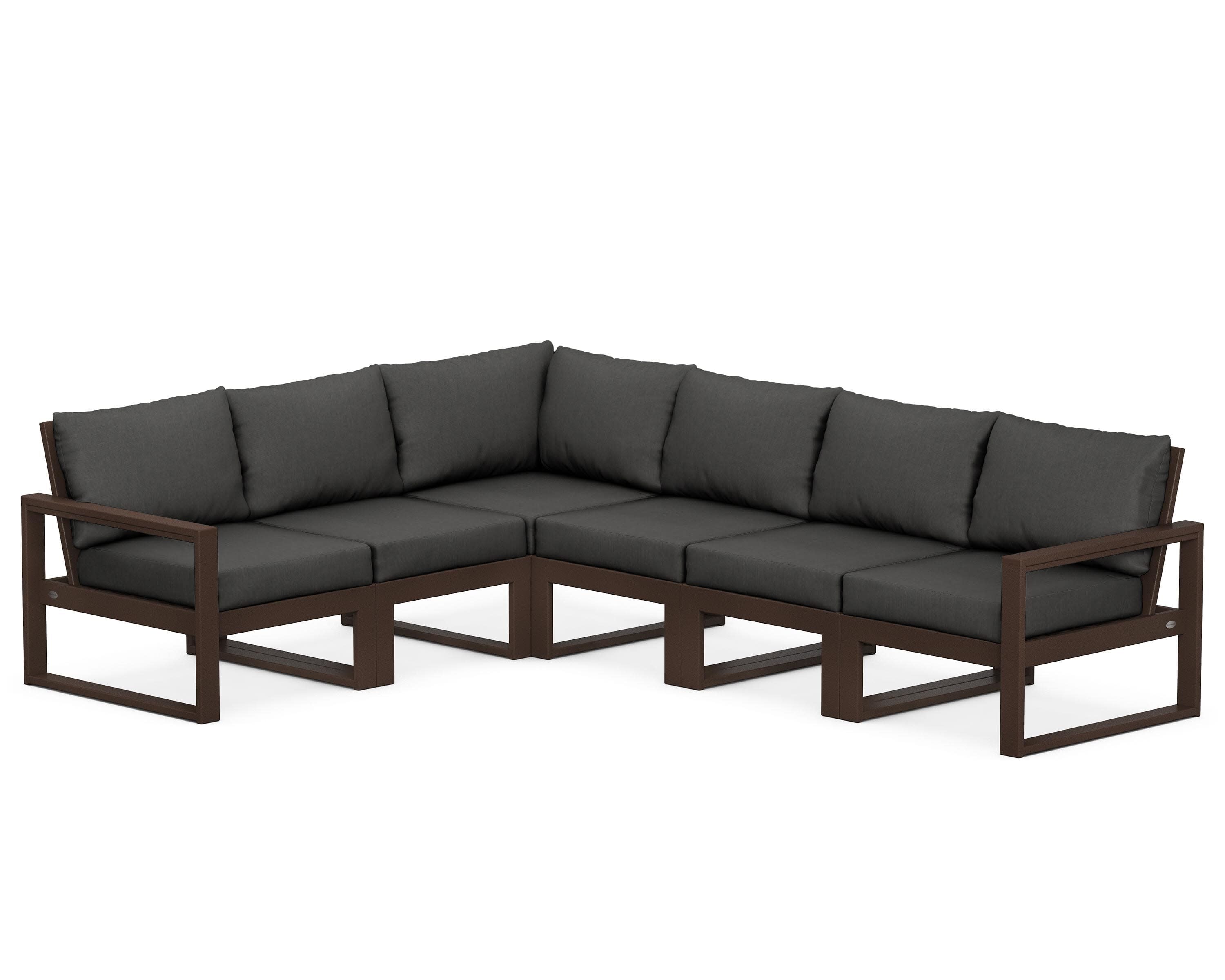 EDGE 6-Piece Modular Deep Seating Set in Mahogany / Spectrum Carbon