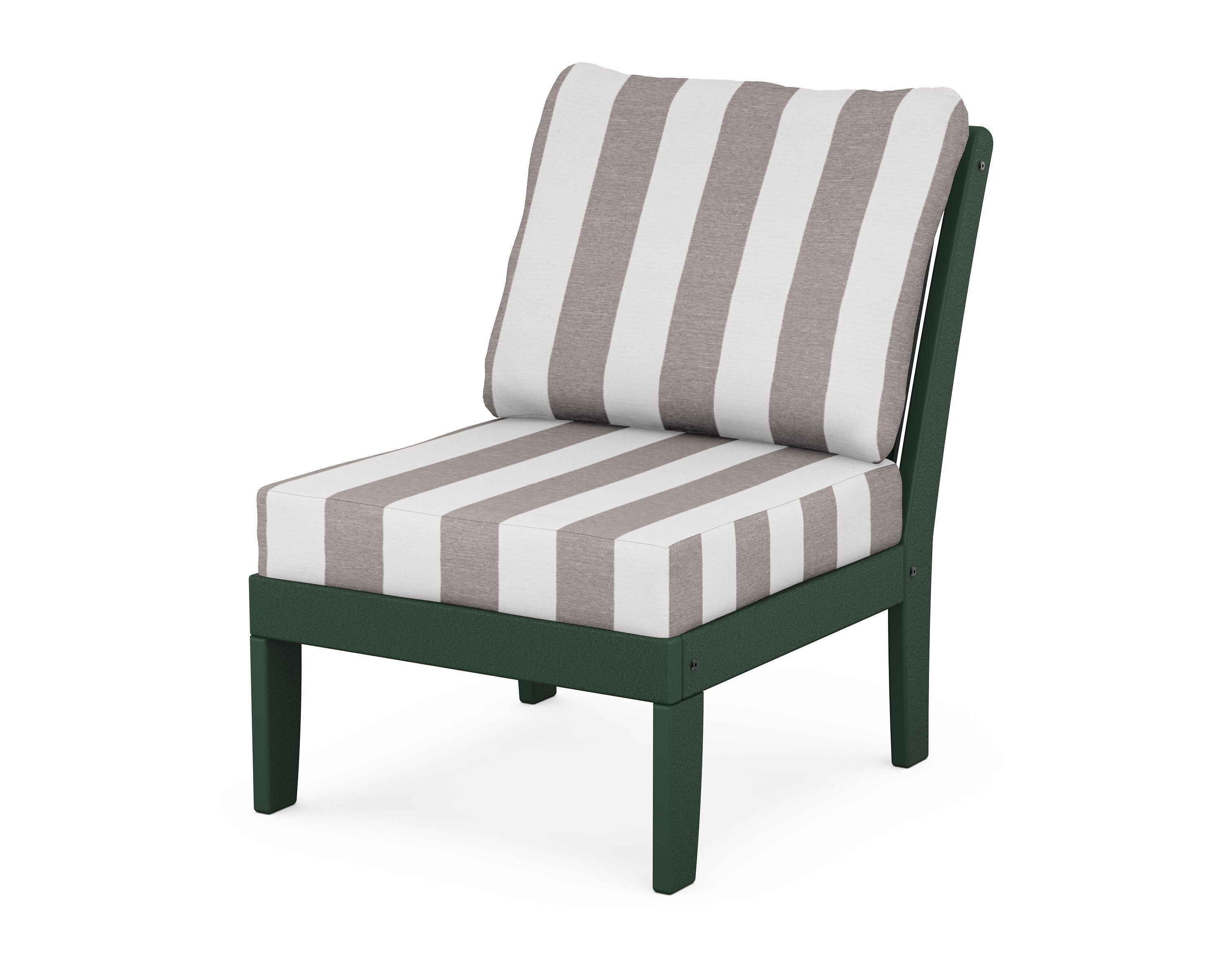 Braxton Modular Armless Chair in Green / Cabana Stripe Grey Mist