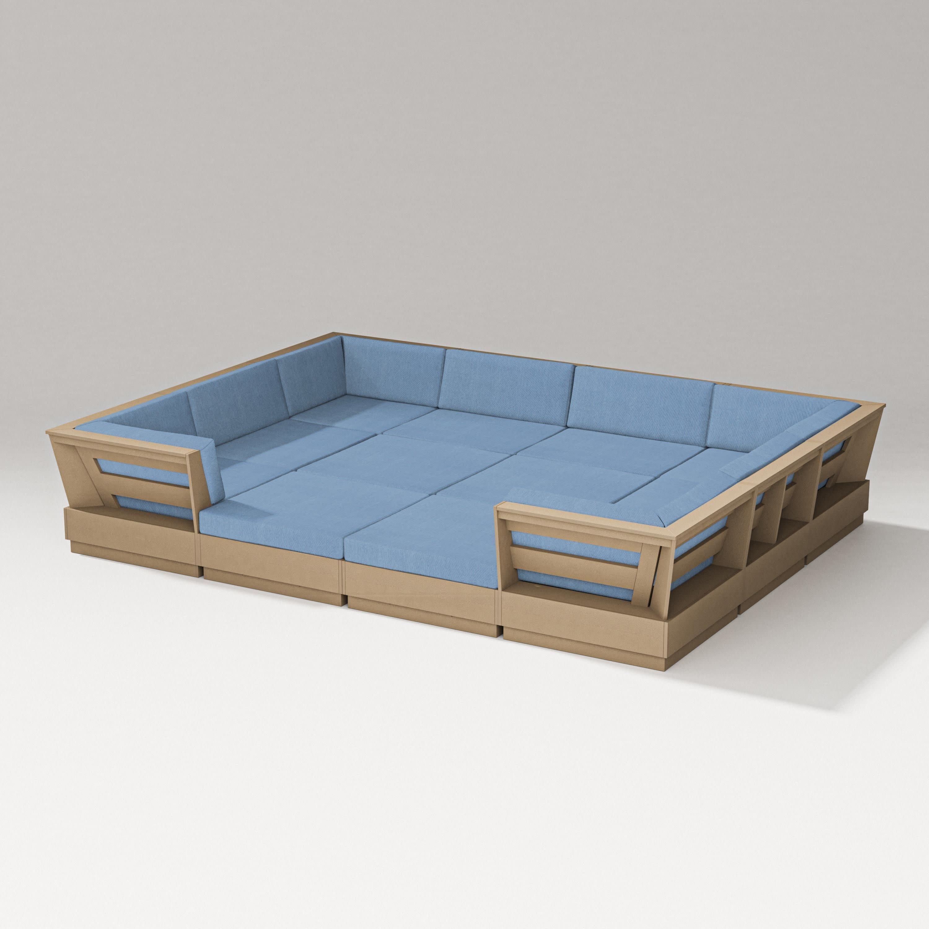 Elevate 12-Piece Pit Sectional in Vintage Sahara / Sky Blue