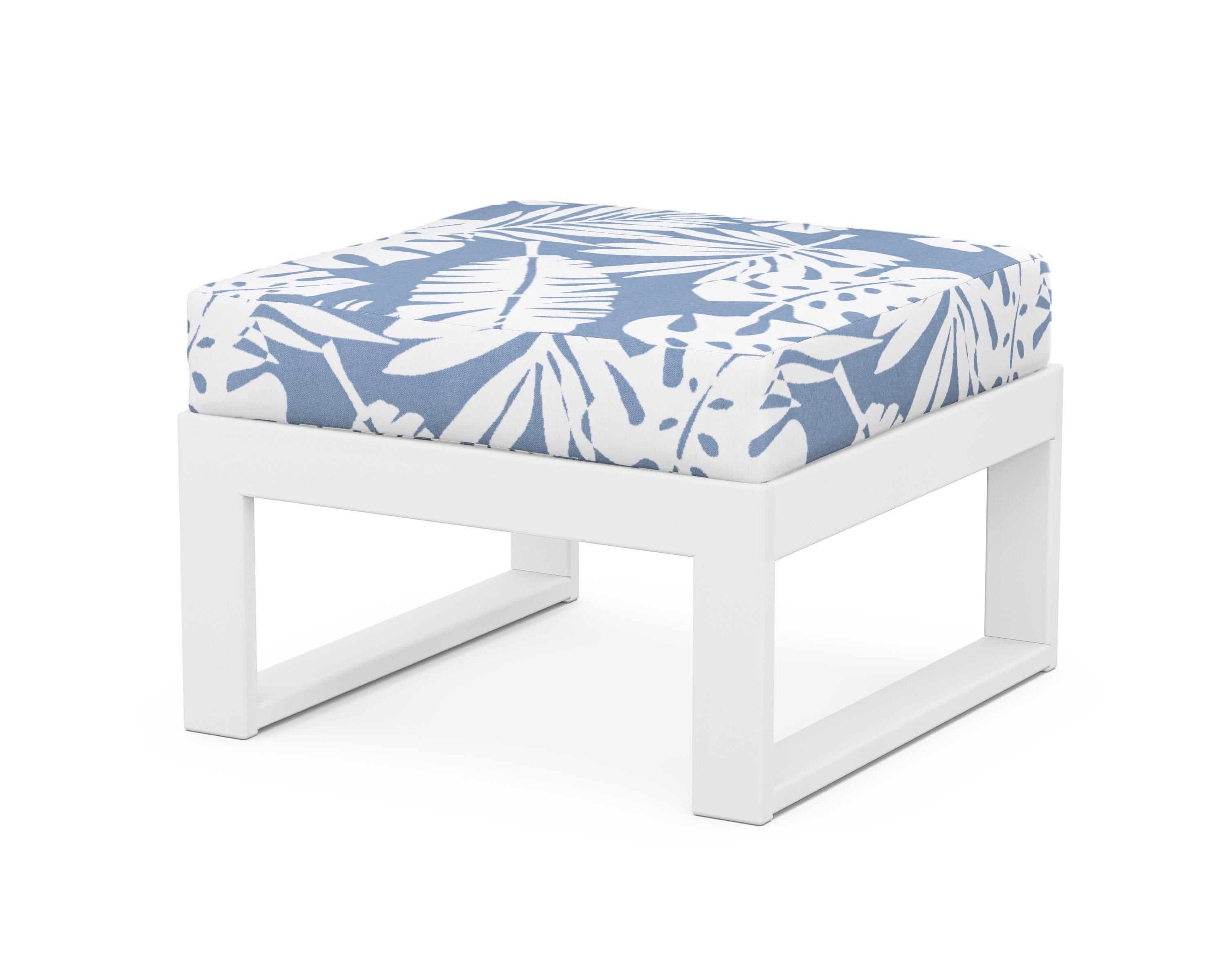 Modular Ottoman - Modern in White / Leaf Sky Blue