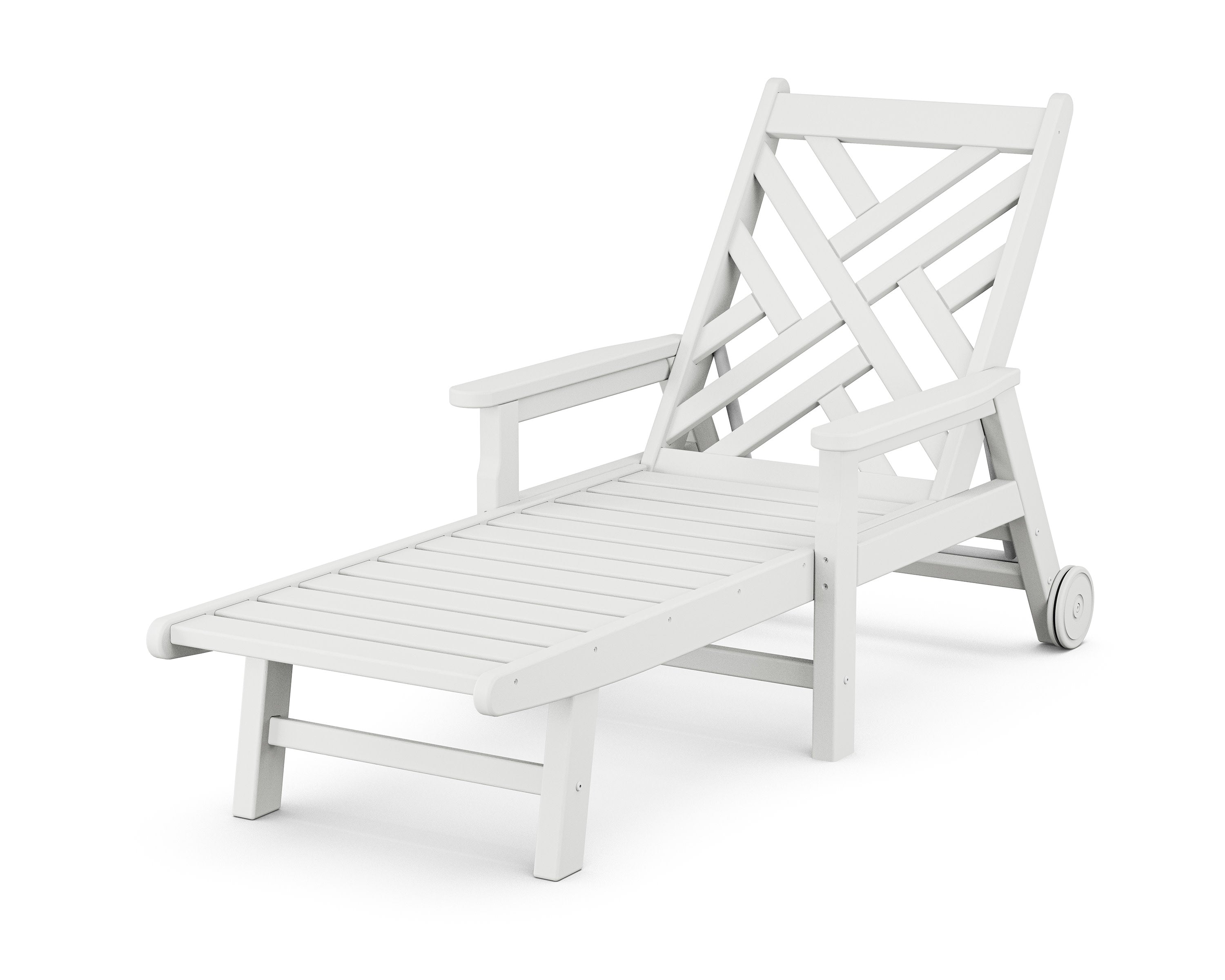 Chippendale Chaise with Arms and Wheels in White