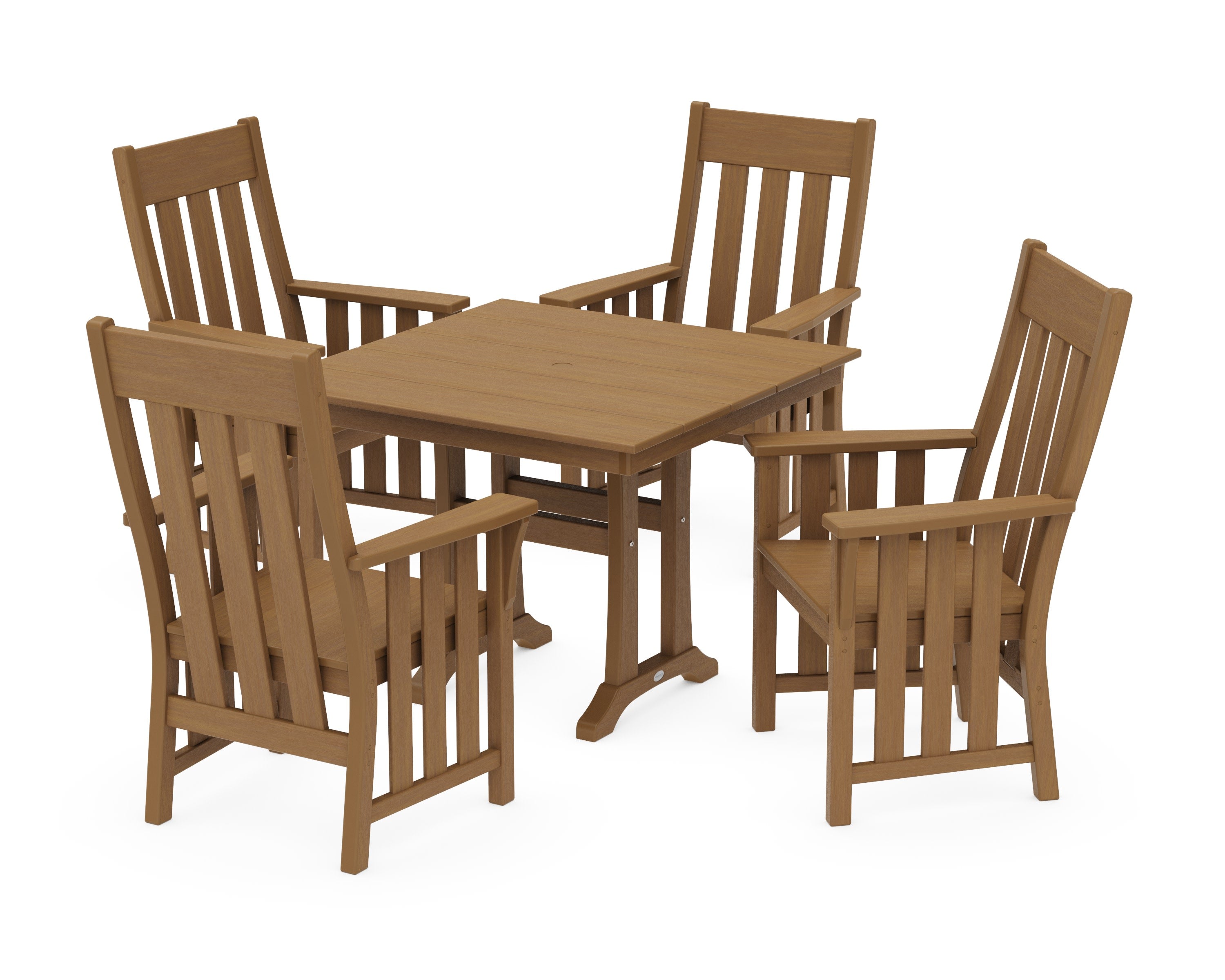Acadia 5-Piece Farmhouse Dining Set with Trestle Legs in Natural