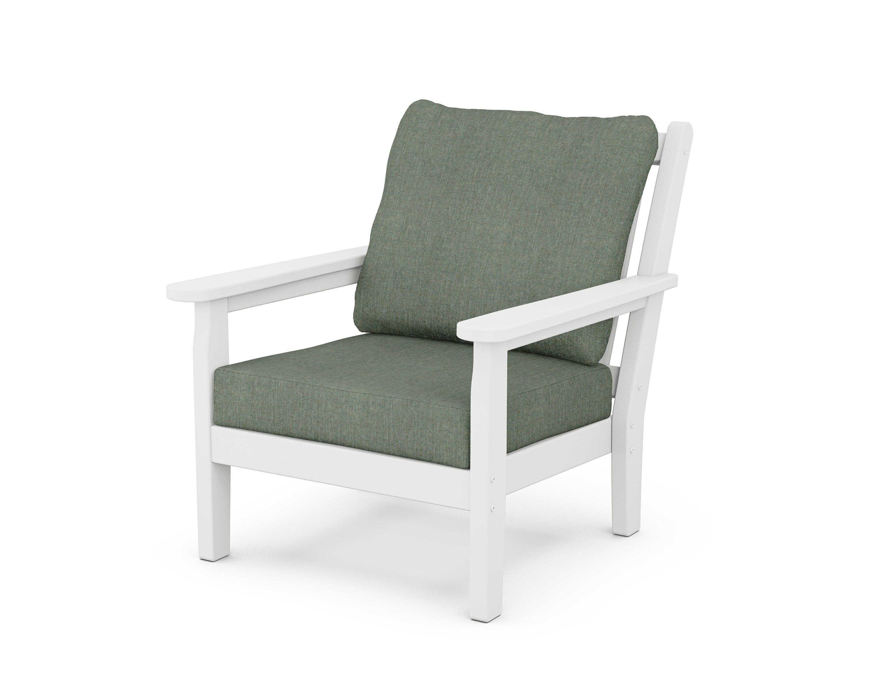 Chippendale Deep Seating Chair in White / Cast Sage