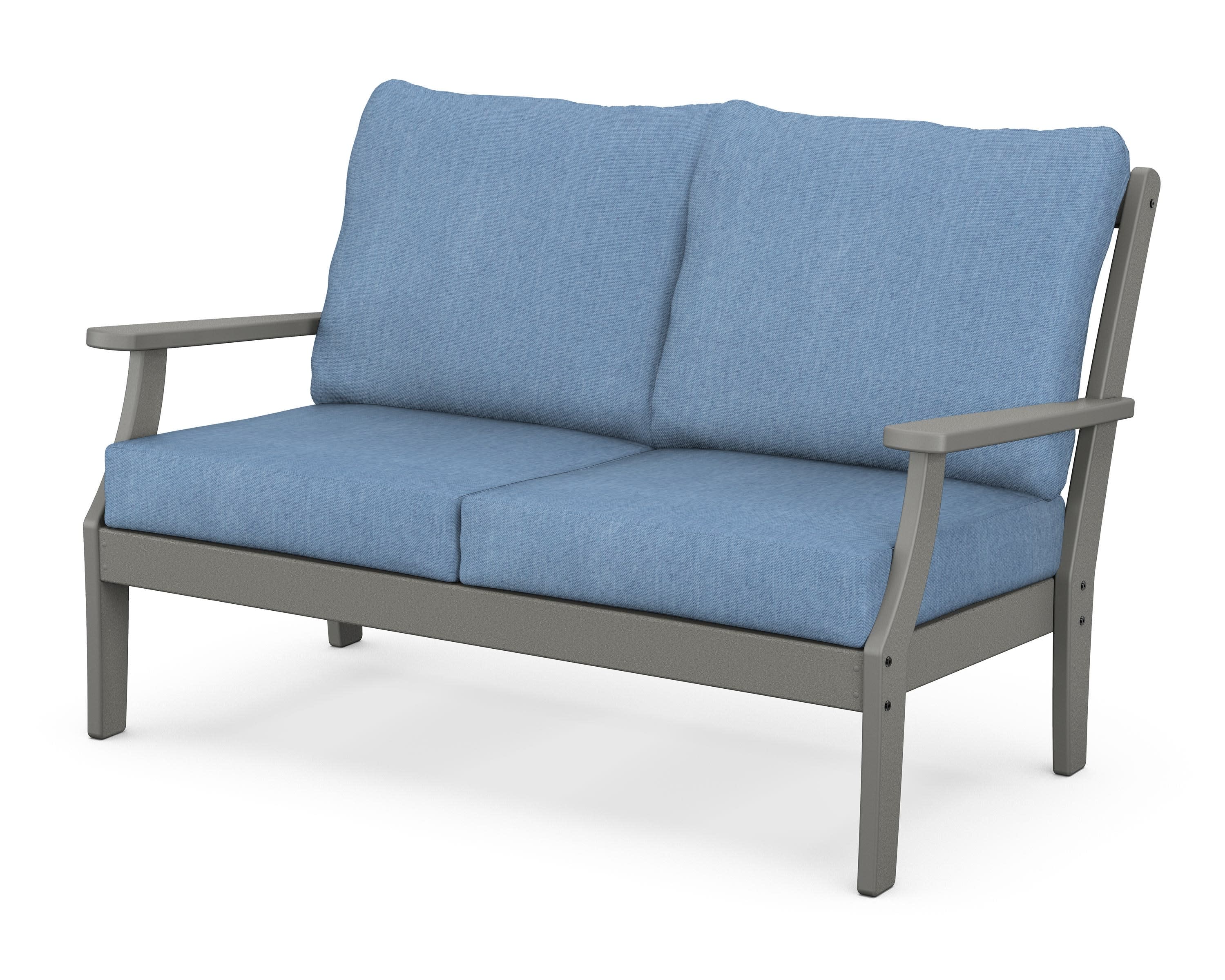 Braxton Deep Seating Loveseat in Slate Grey / Sky Blue