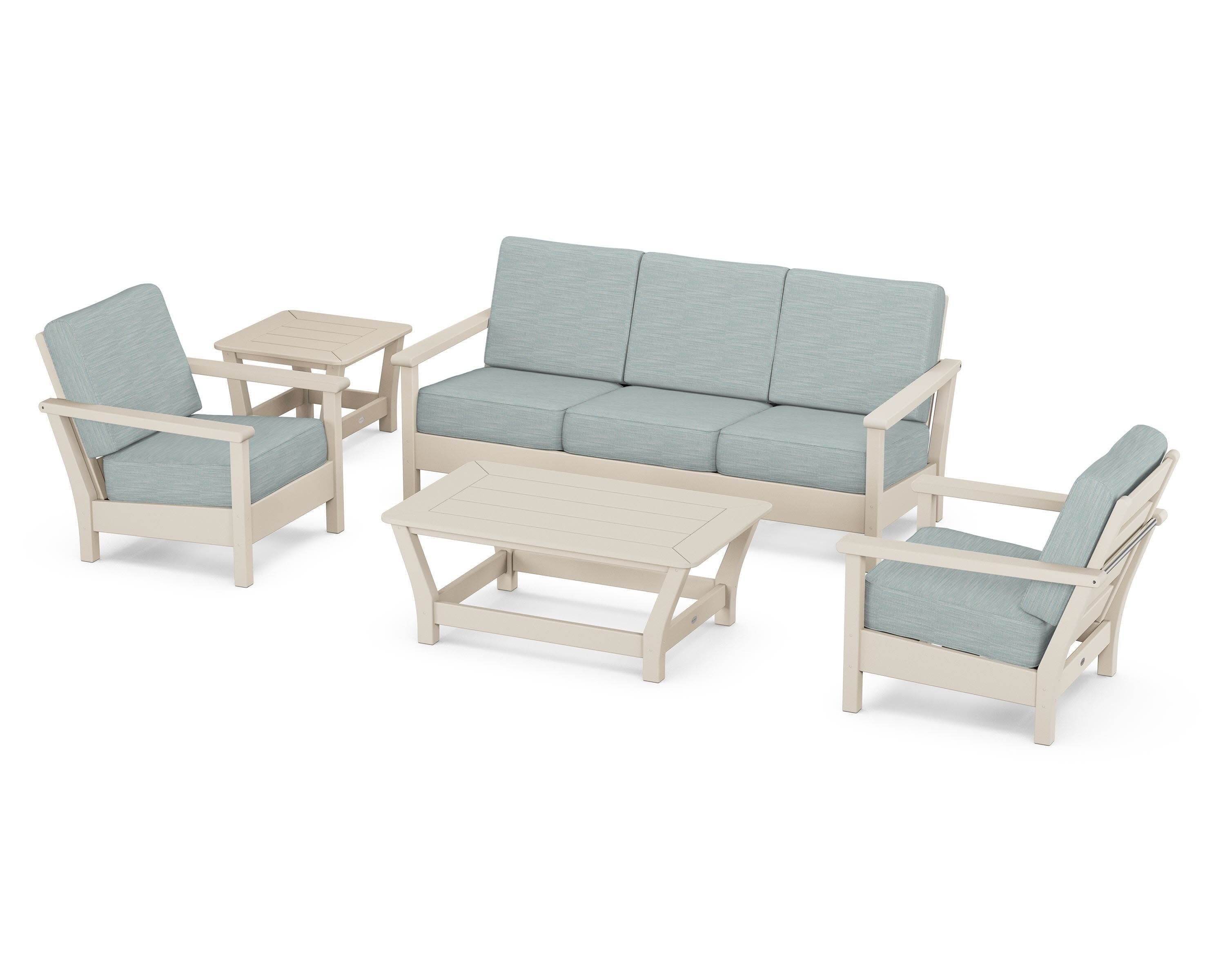 Harbour 5-Piece Deep Seating Set in Sand / Soothe Mist