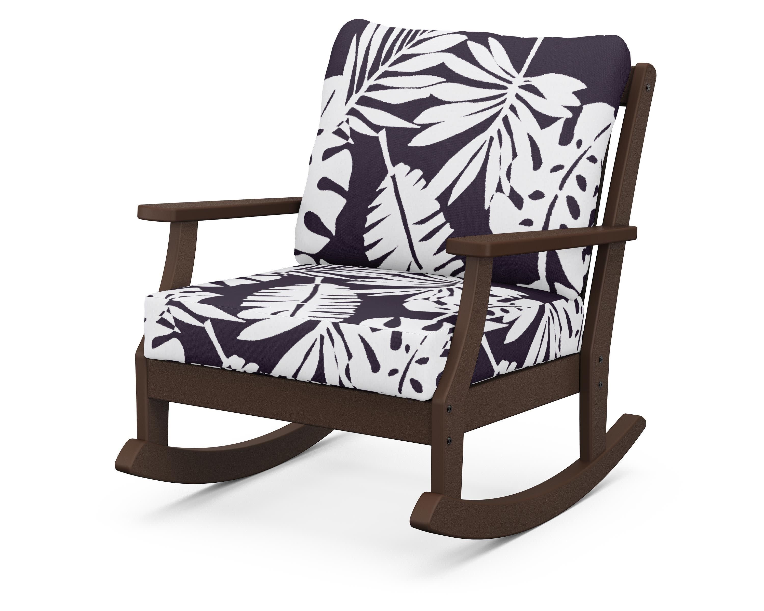 Braxton Deep Seating Rocking Chair in Mahogany / Leaf Navy