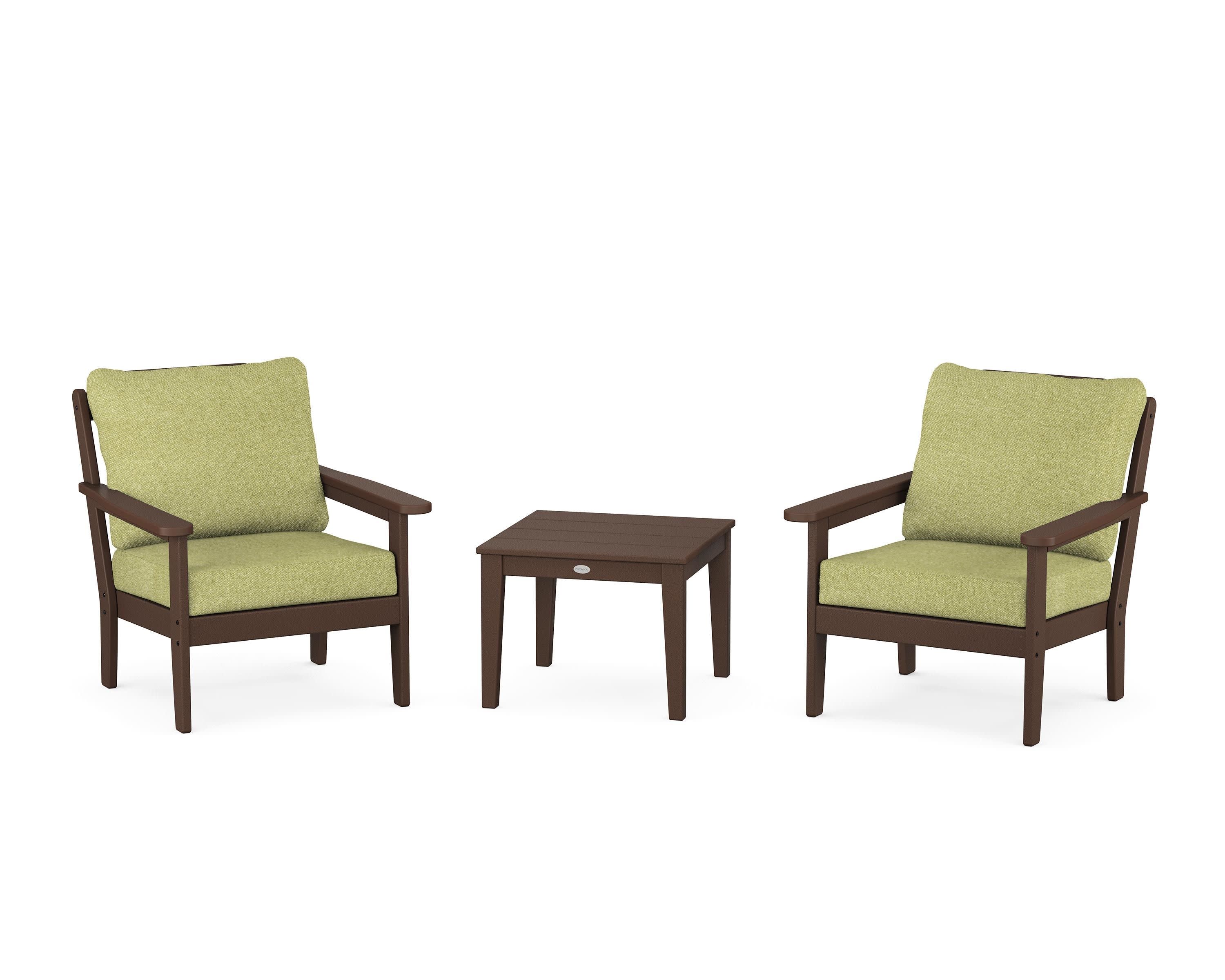Cottage 3-Piece Deep Seating Set in Mahogany / Chartreuse Boucle
