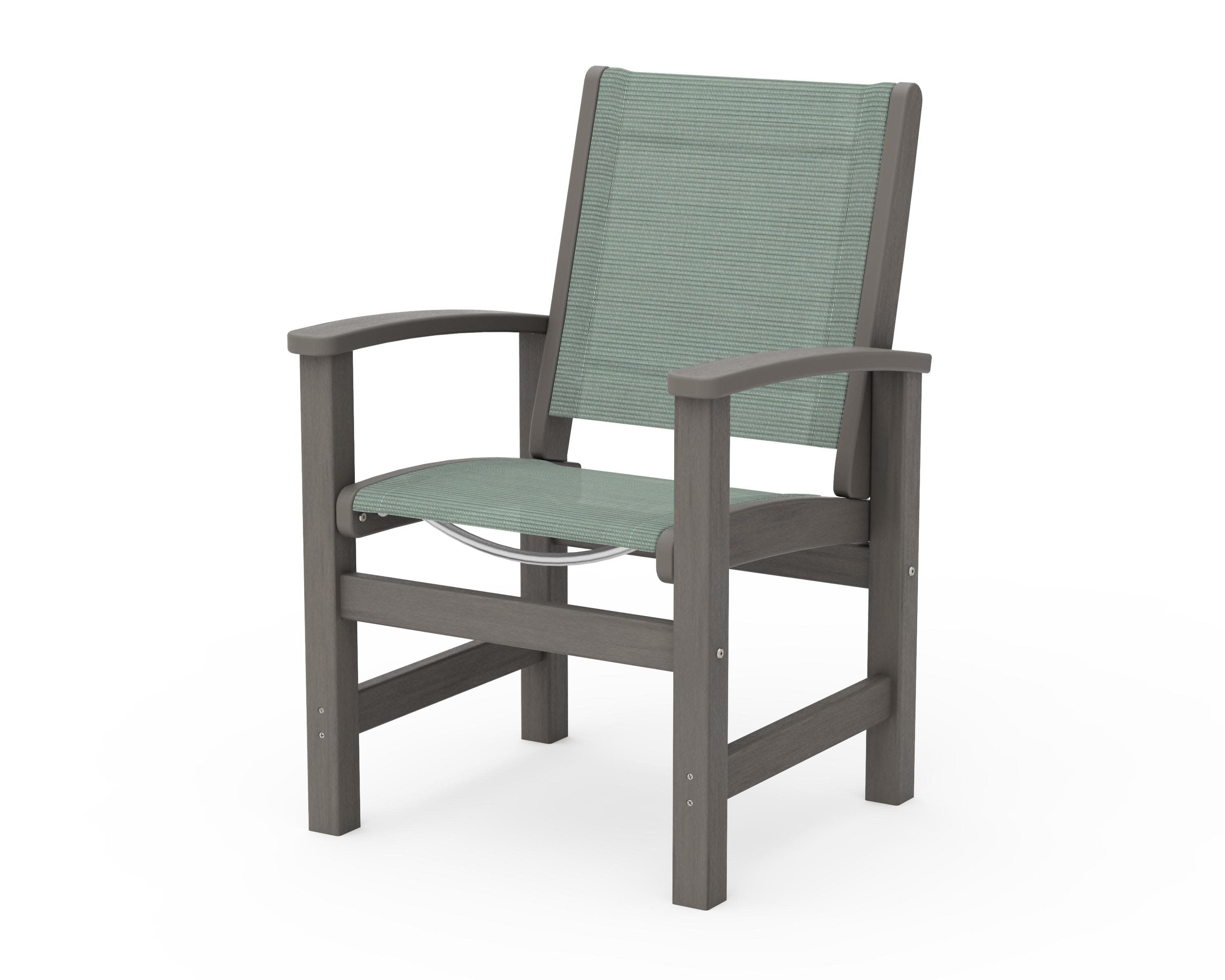 Coastal Dining Chair in Driftwood / Dupioni Sea Mist Sling
