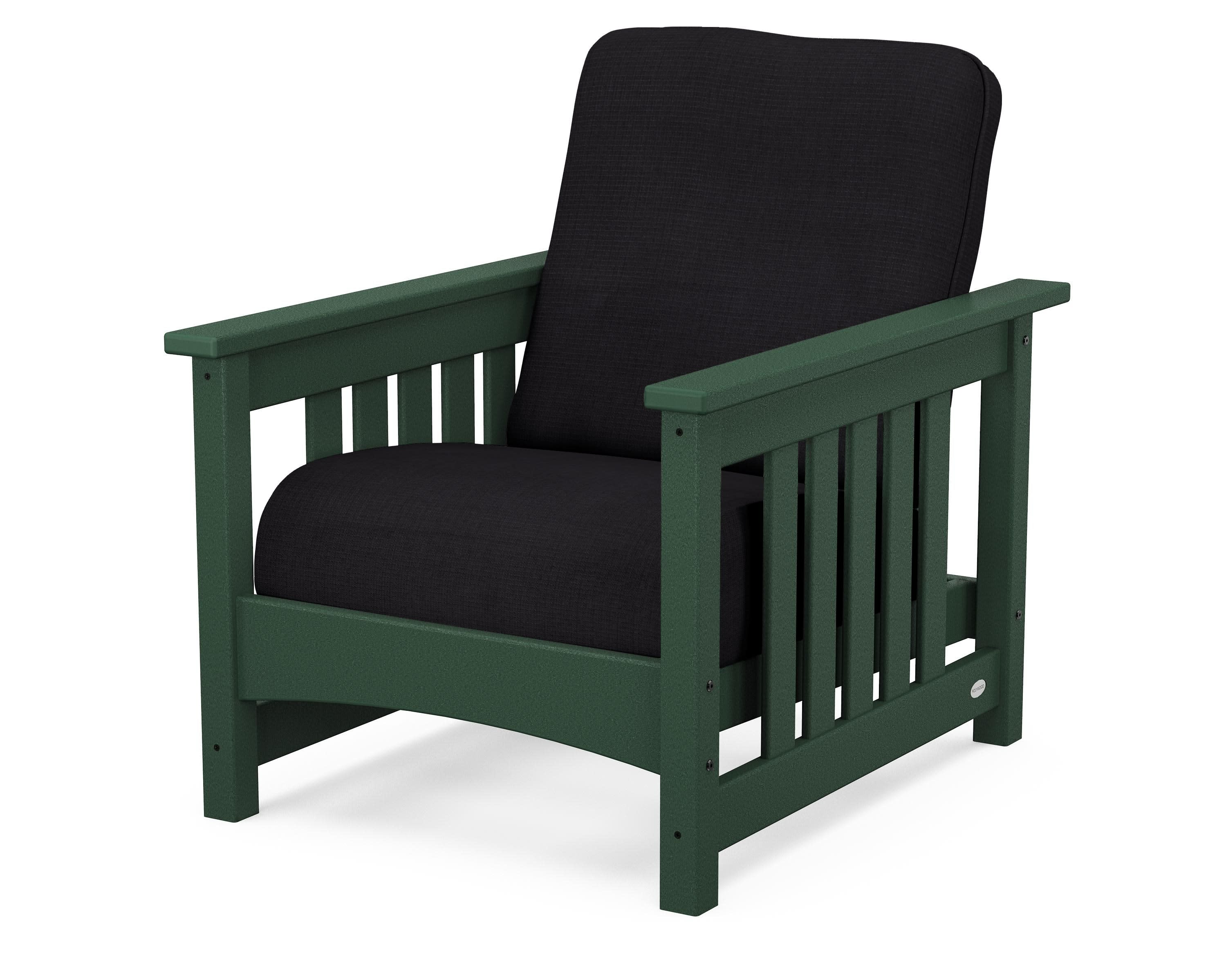 Club Mission Chair in Green / Midnight Linen