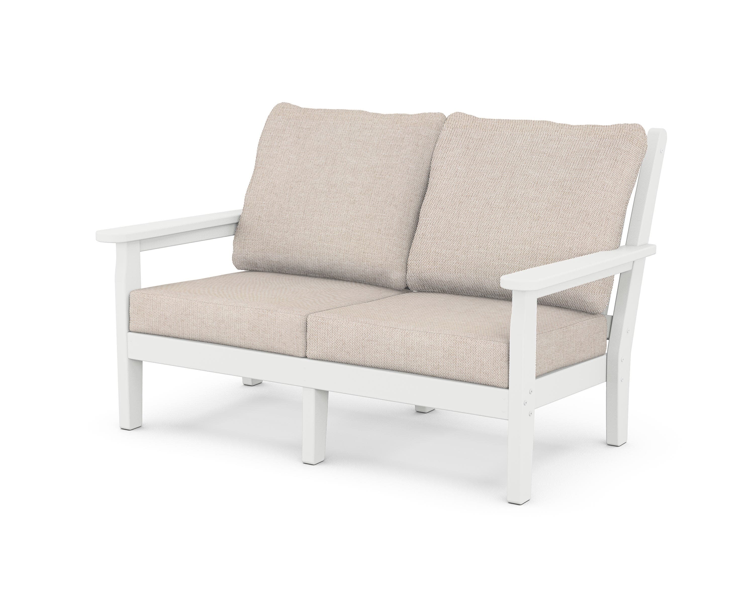 Chippendale Deep Seating Loveseat in White / Blend Linen