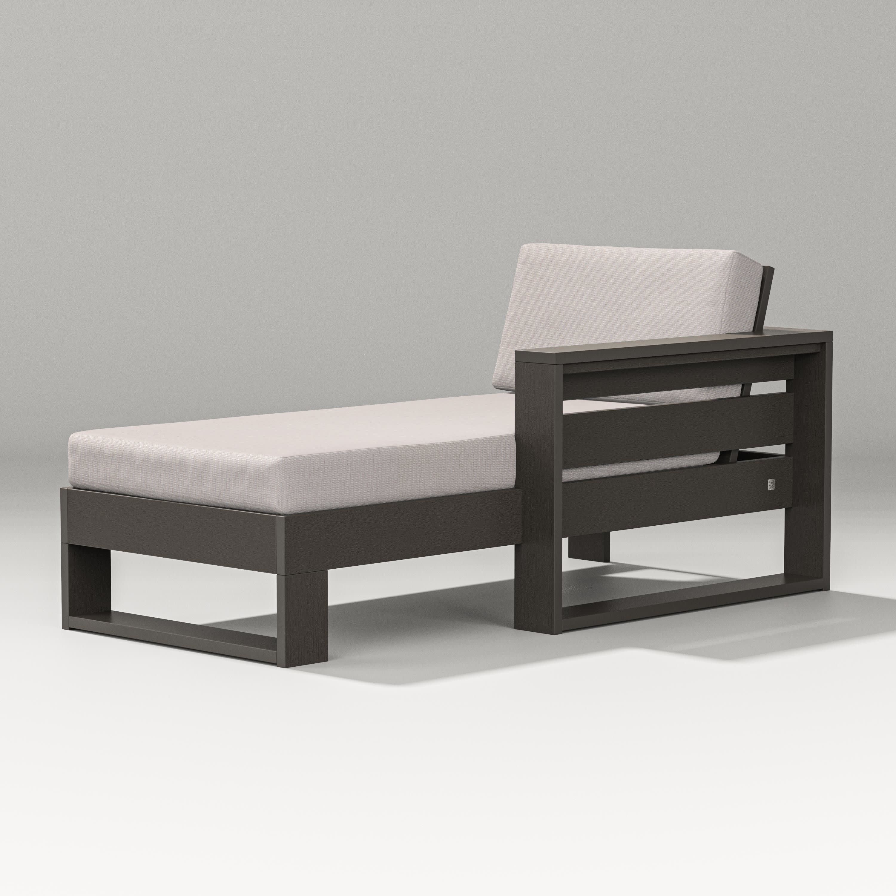 Latitude Modular Right Arm Chaise in Vintage Coffee / Dune Burlap