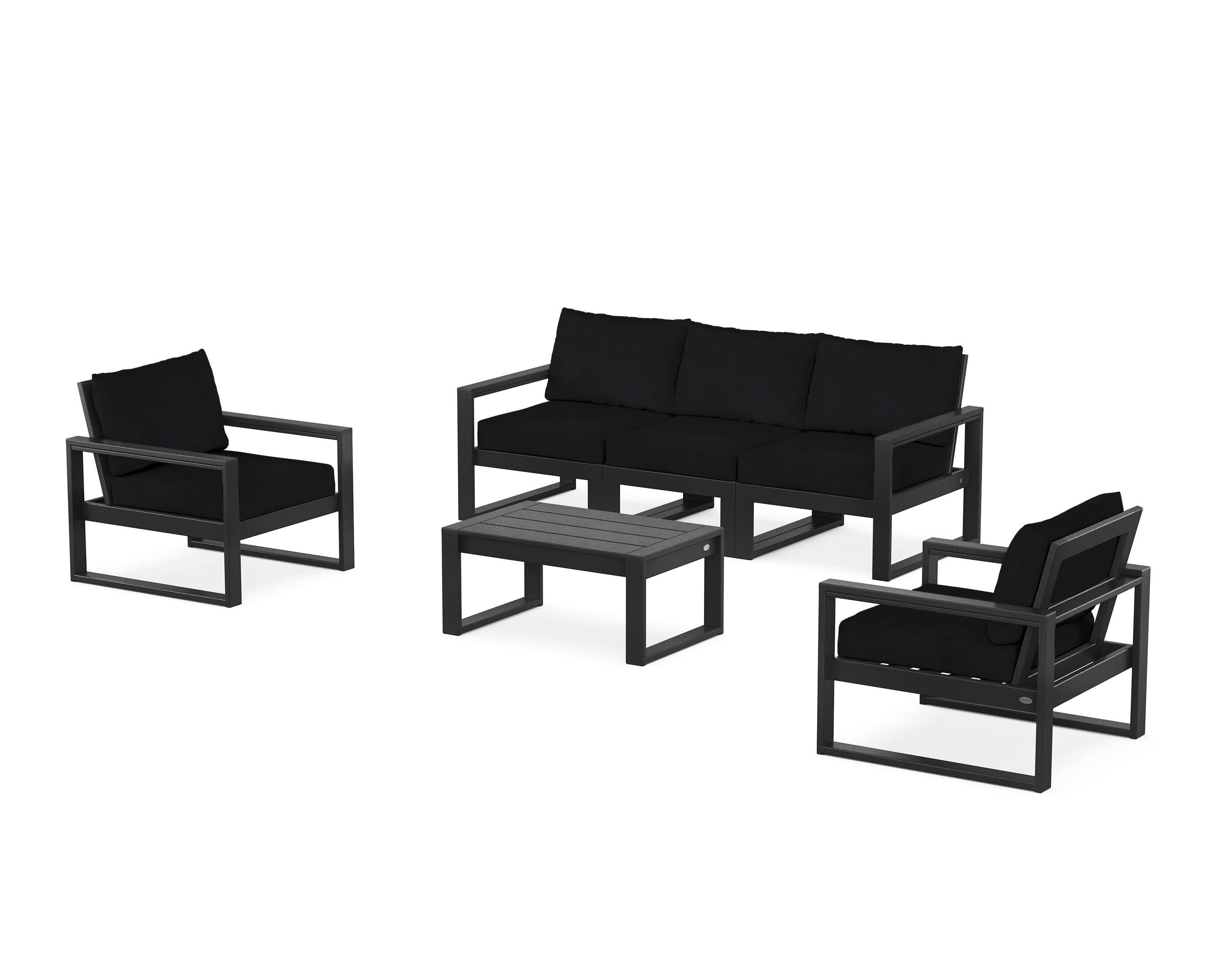 EDGE Sectional 4-Piece Deep Seating Set with Sofa in Black / Midnight Linen