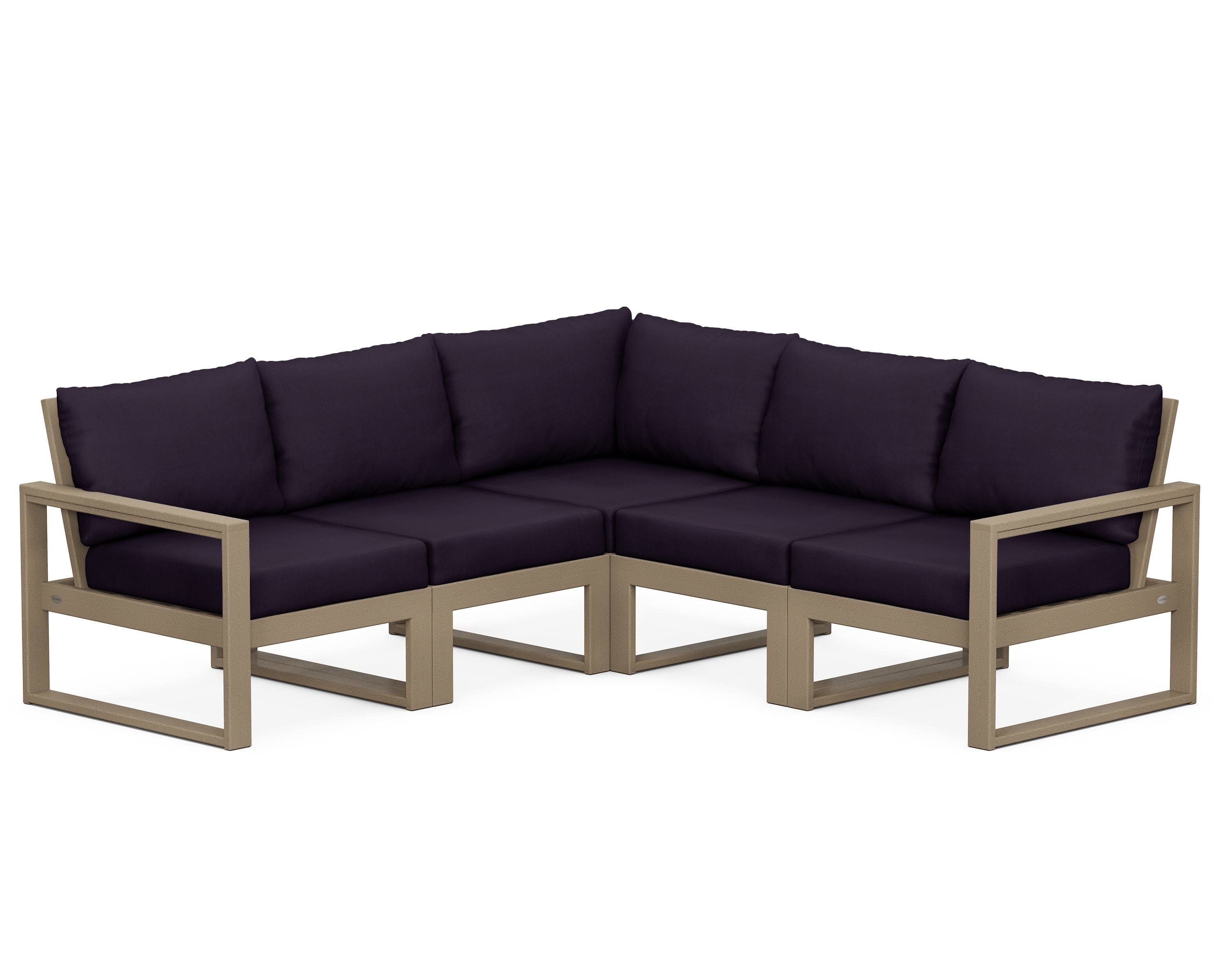 EDGE 5-Piece Modular Deep Seating Set in Vintage Sahara / Navy Linen