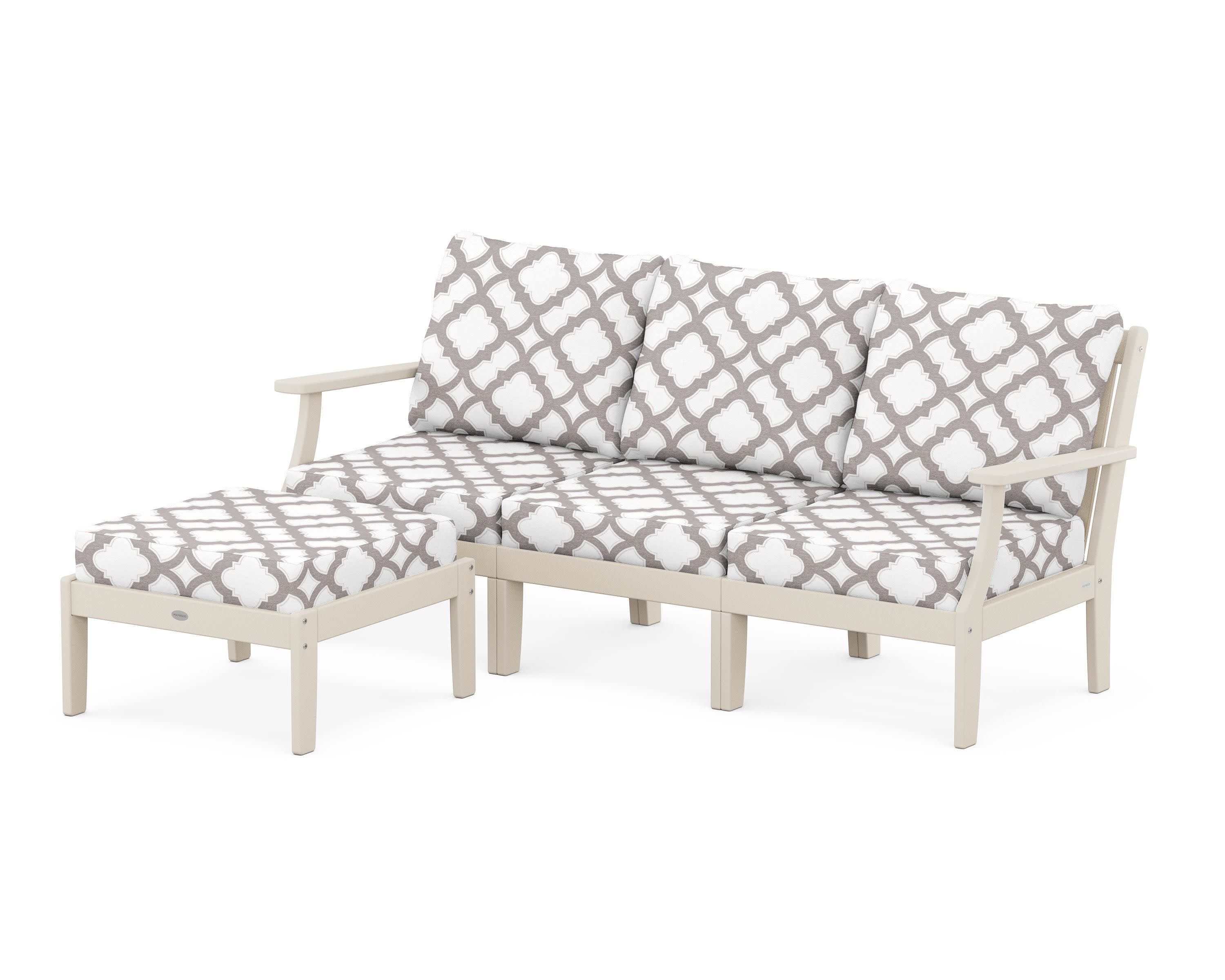 Braxton Modular 4-Piece Deep Seating Set with Ottoman in Sand / Trellis Grey Mist