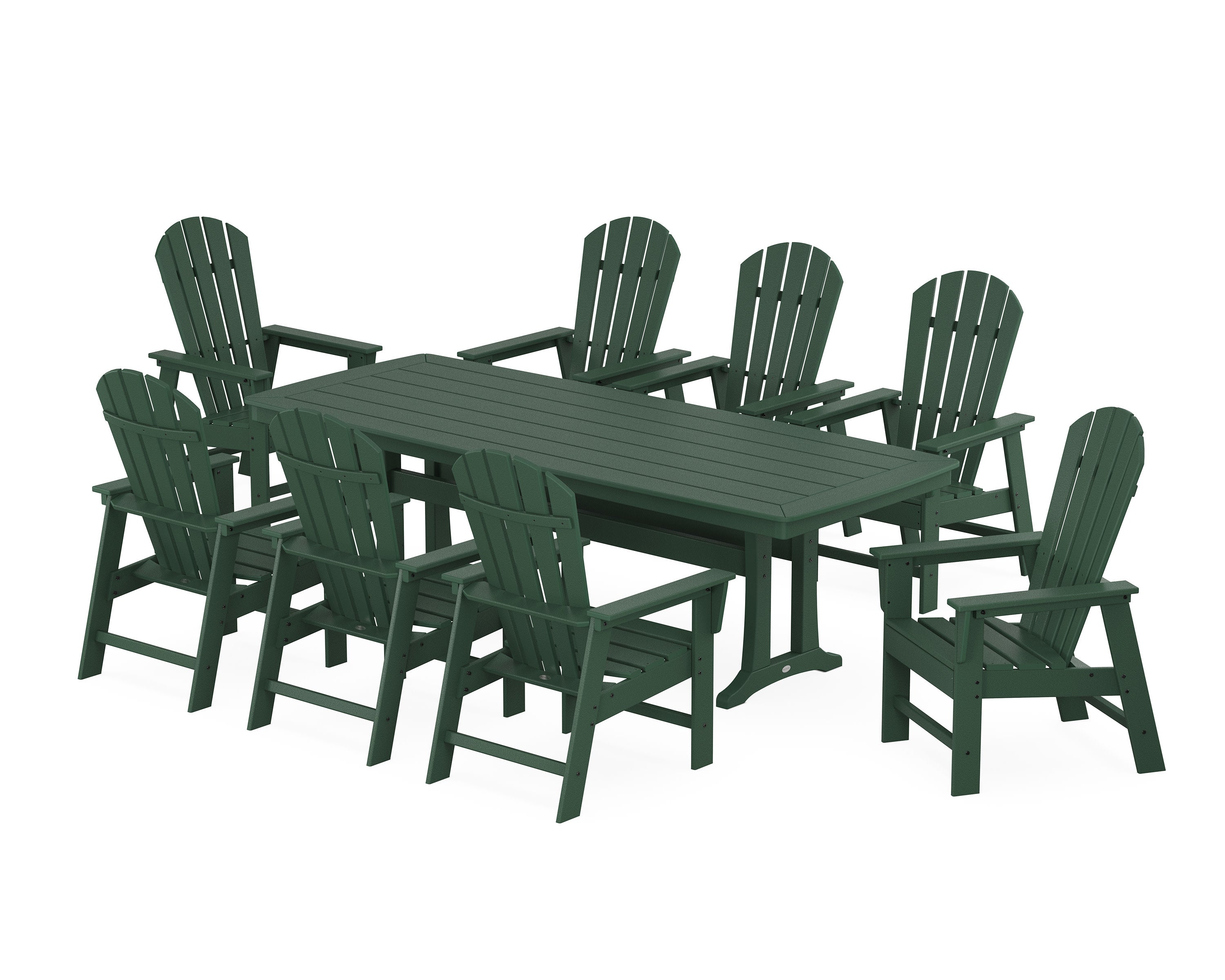 South Beach 9-Piece Dining Set with Trestle Legs in Green