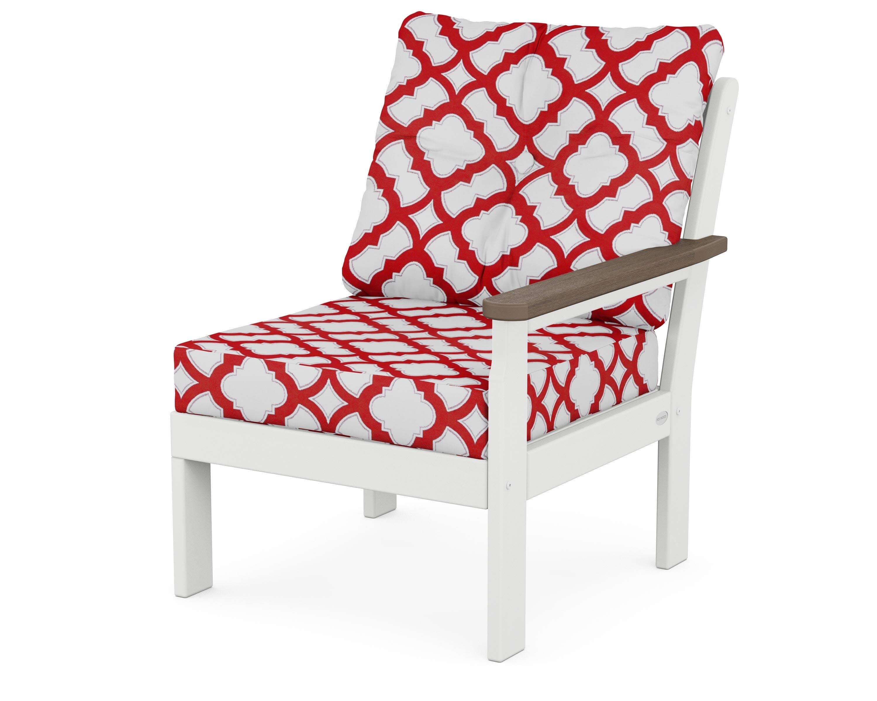 Vineyard Modular Right Arm Chair in White / Kona / Trellis Crimson