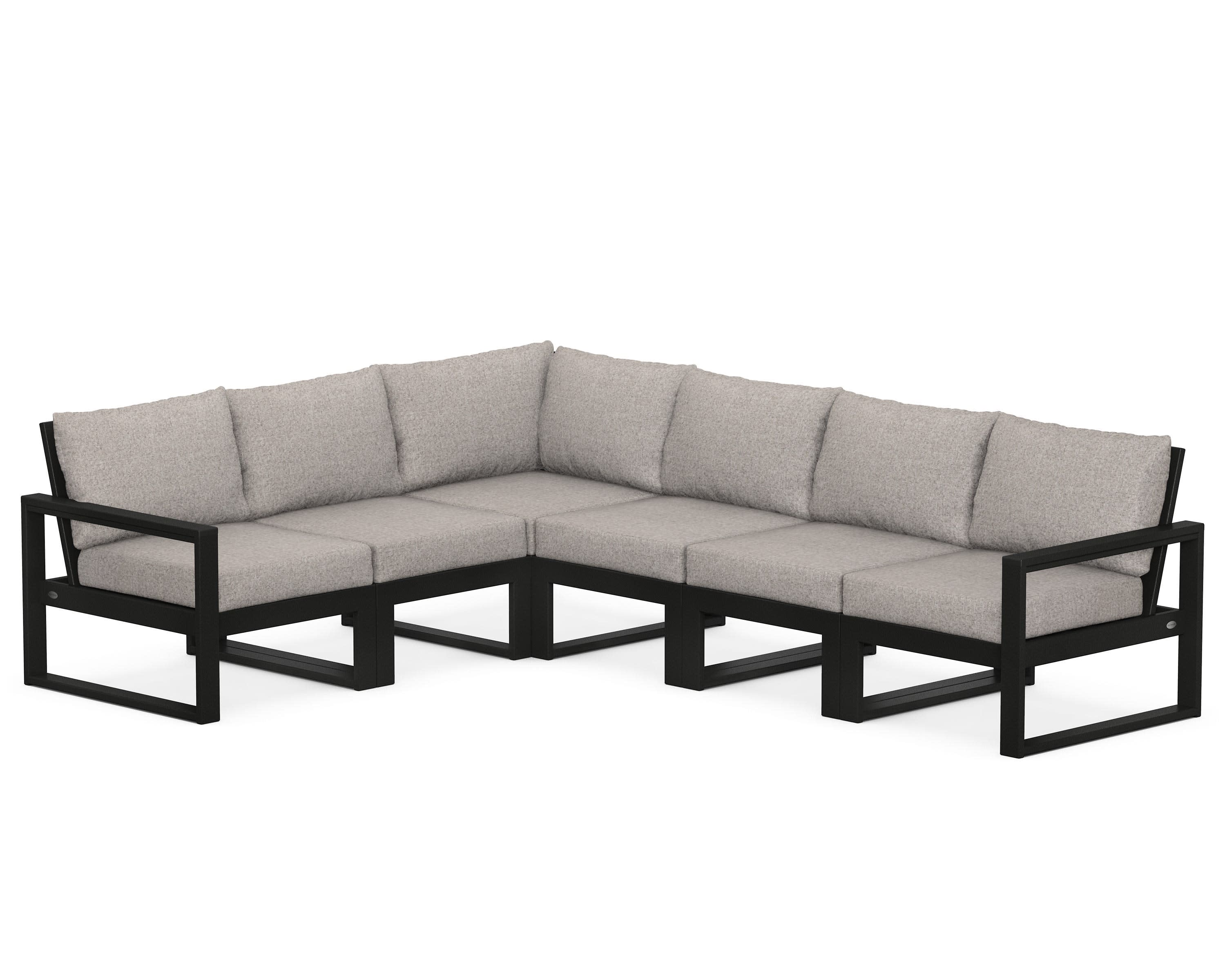 EDGE 6-Piece Modular Deep Seating Set in Black / Weathered Tweed