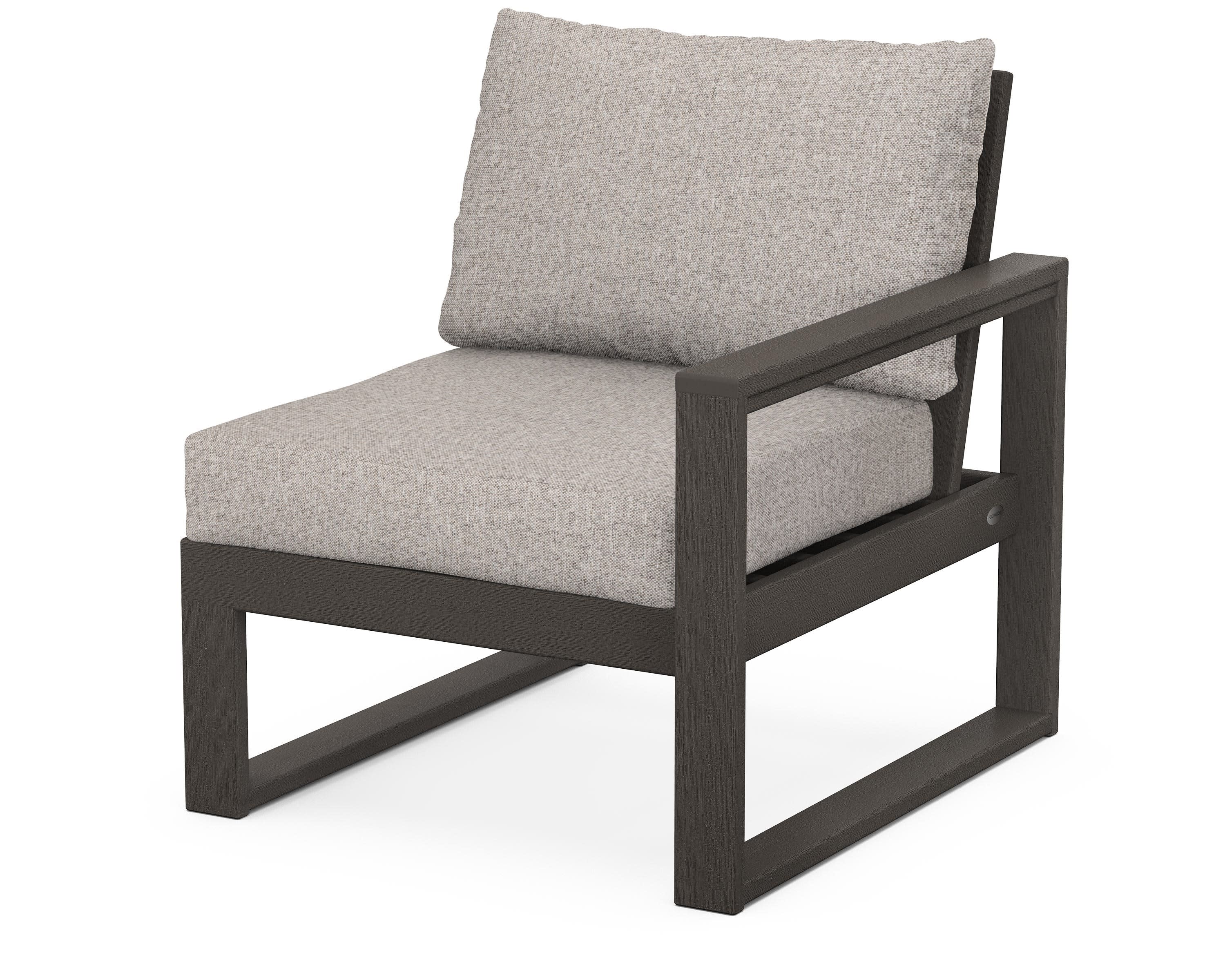EDGE Modular Right Arm Chair in Vintage Coffee / Weathered Tweed