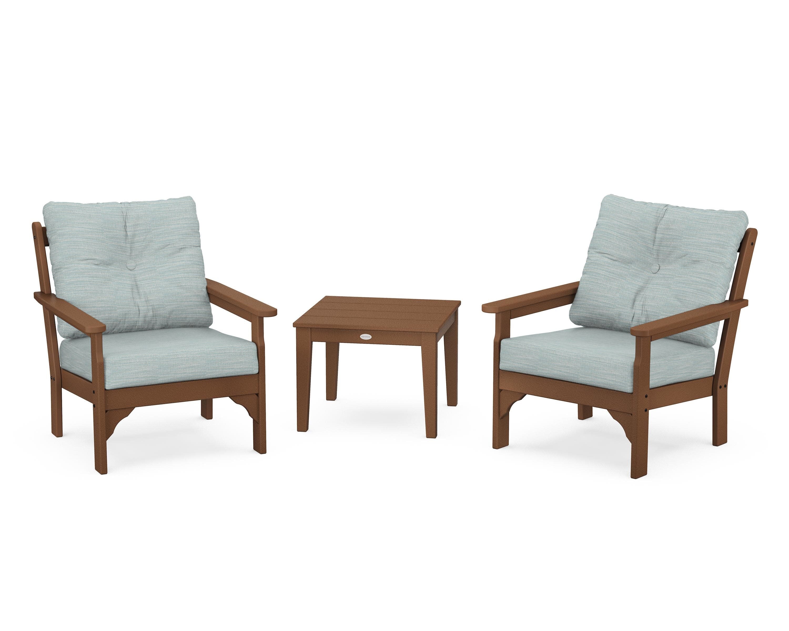 Vineyard 3-Piece Deep Seating Set in Teak / Soothe Mist