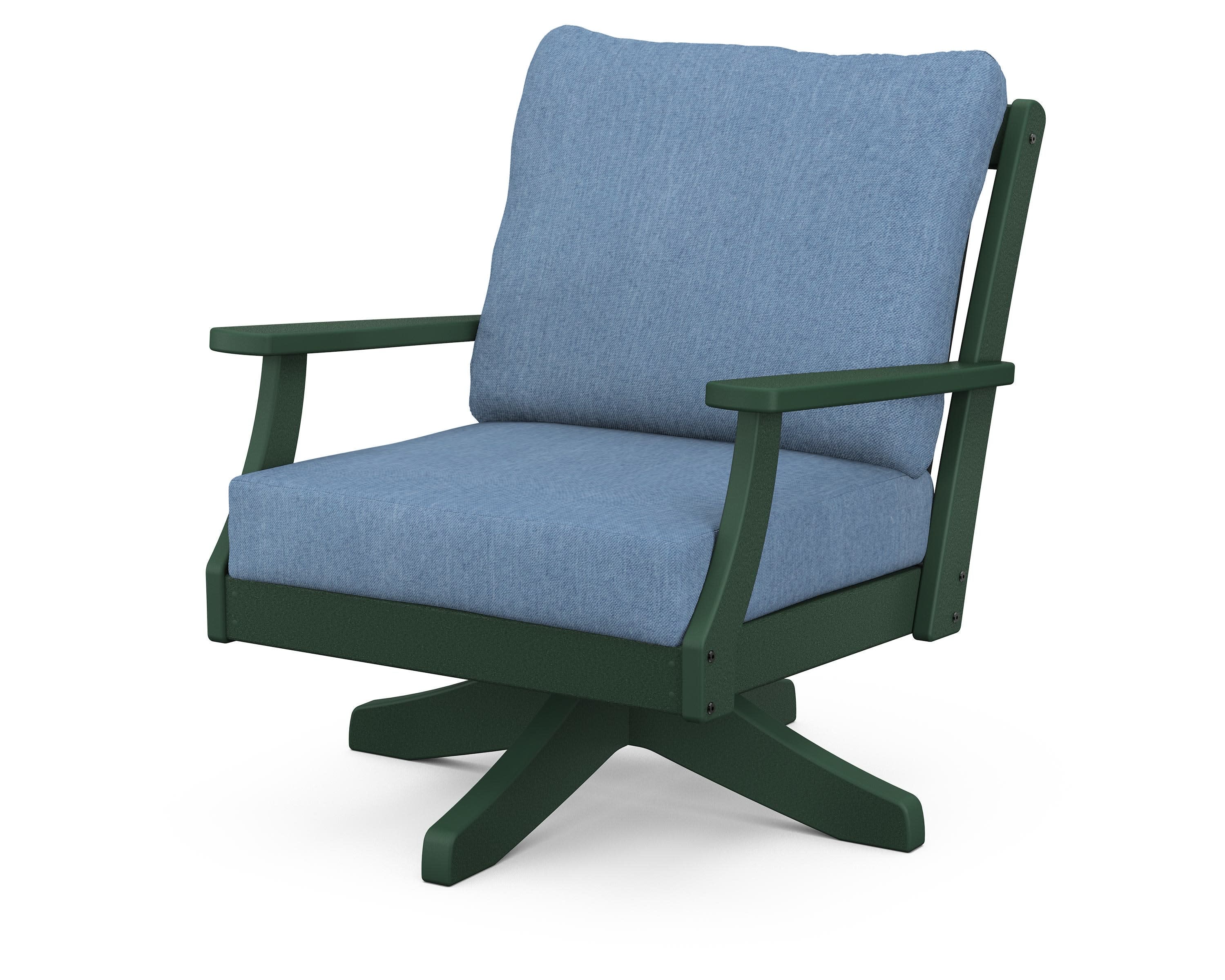 Braxton Deep Seating Swivel Chair in Green / Sky Blue