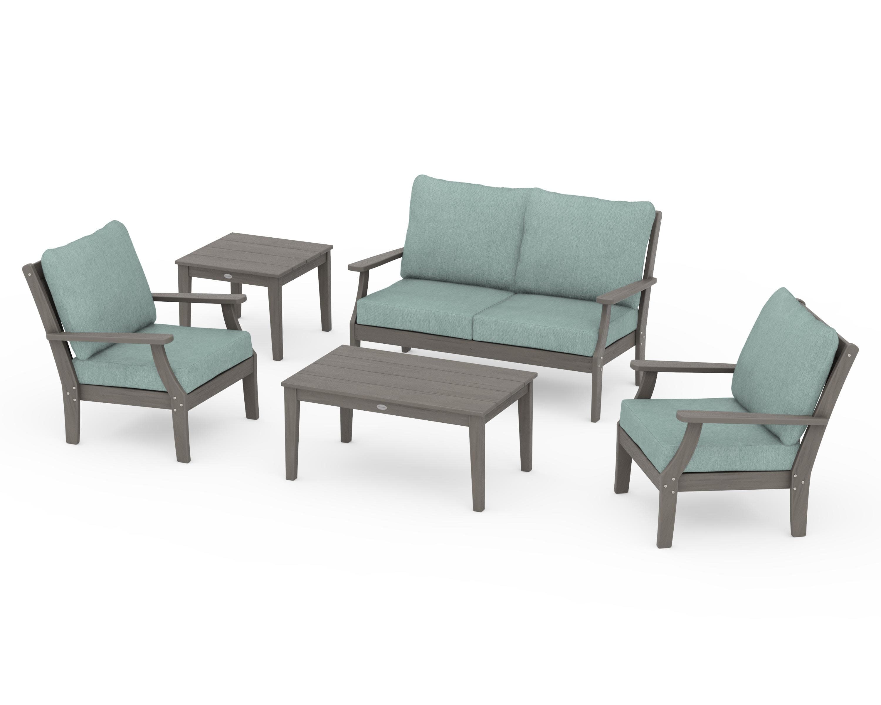Braxton 5-Piece Deep Seating Set in Driftwood / Glacier Spa