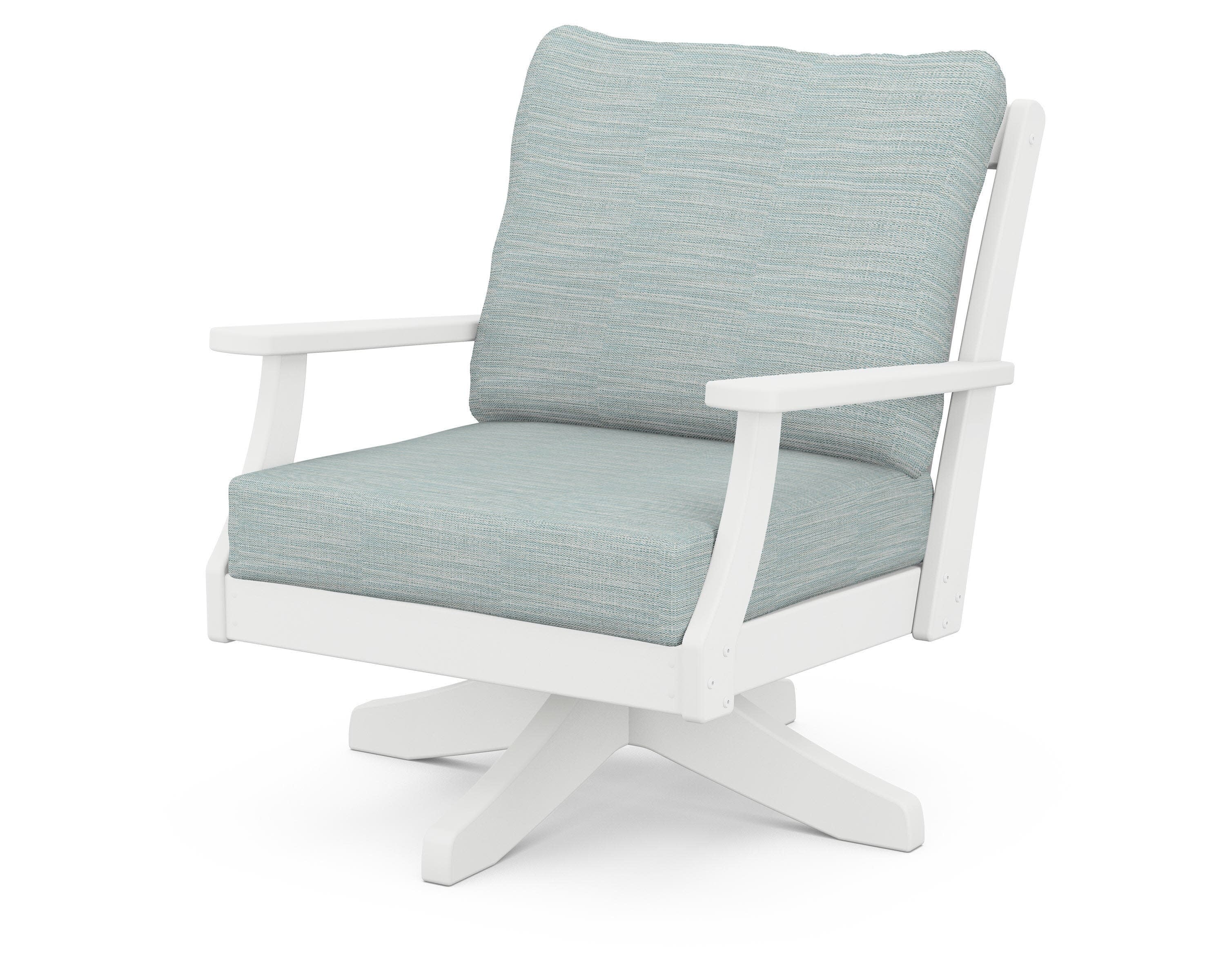 Braxton Deep Seating Swivel Chair in White / Soothe Mist