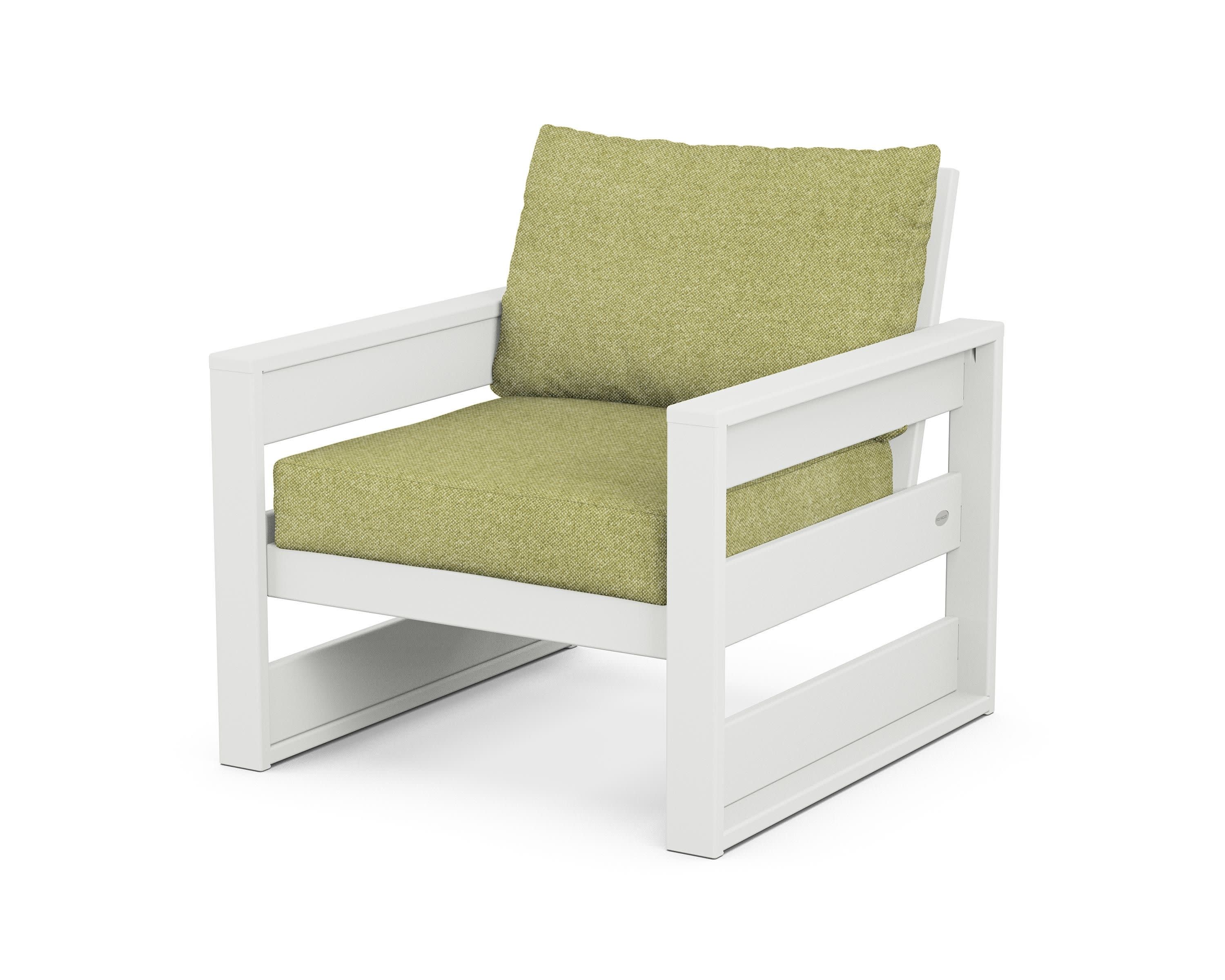 Westport Club Chair in White / Chartreuse Boucle
