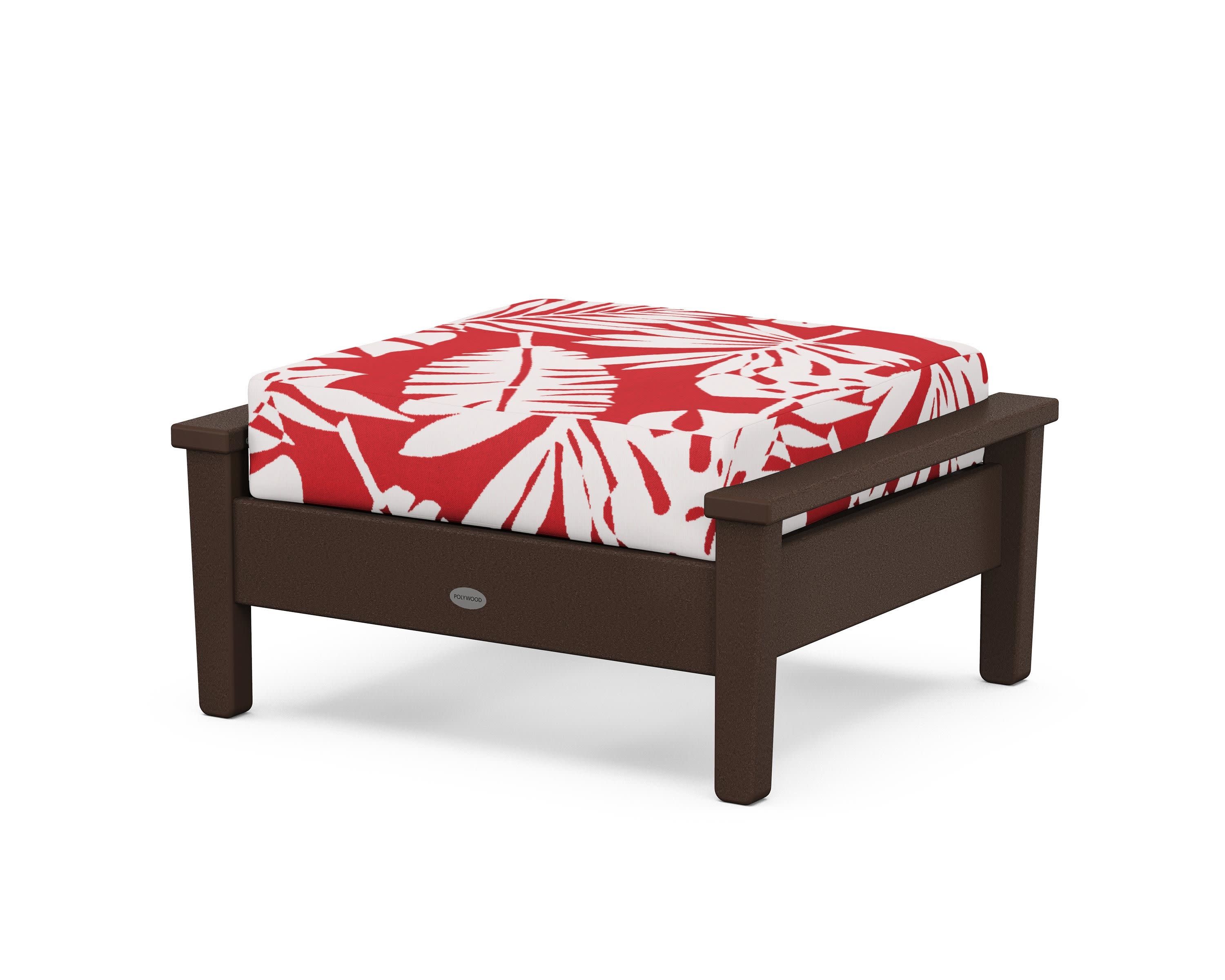 Prescott Deep Seating Ottoman in Mahogany / Leaf Crimson