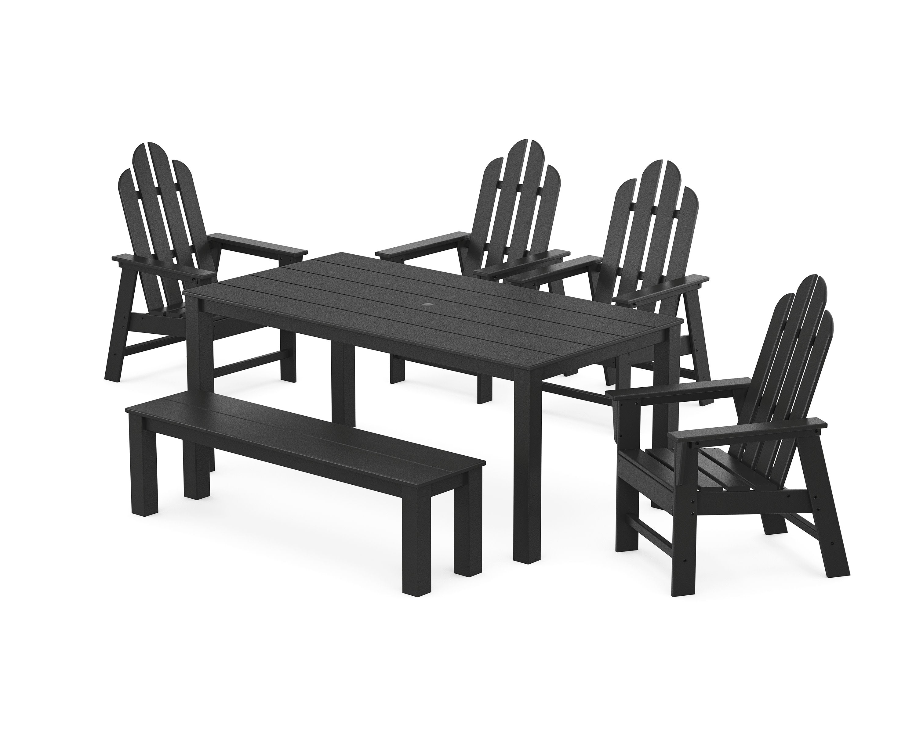 Long Island 6-Piece Parsons Dining Set with Bench in Black