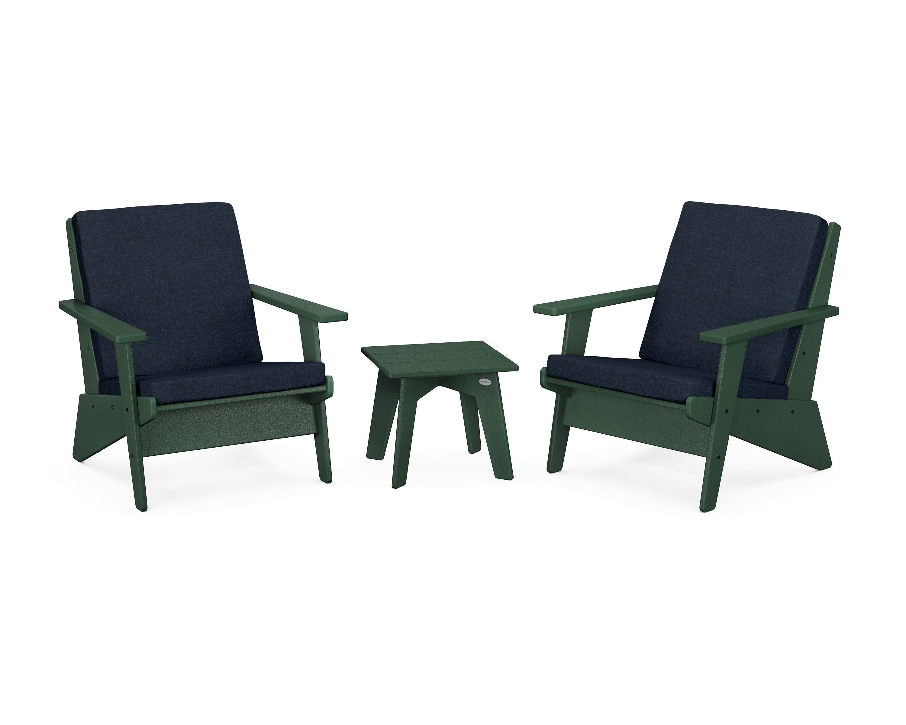 Riviera Modern Lounge 3-Piece Set in Green / Marine Indigo