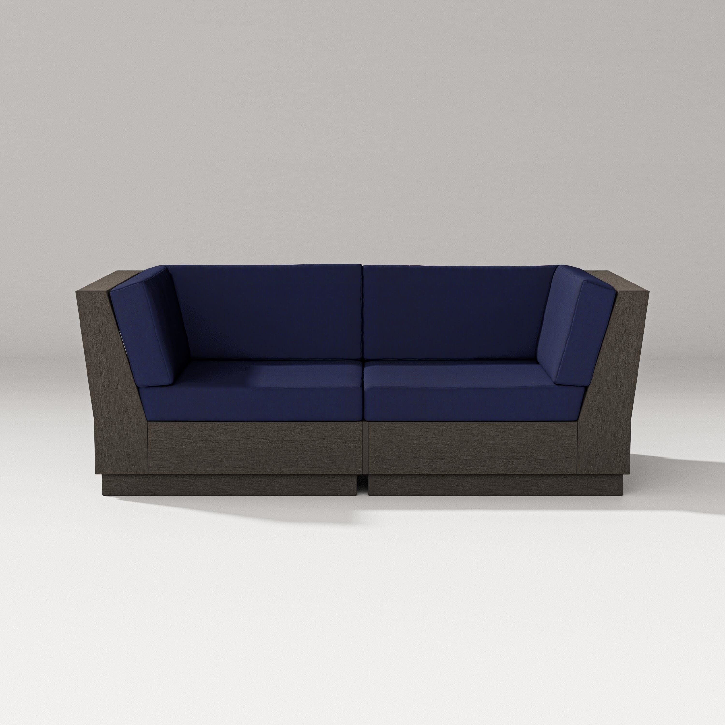 Elevate Loveseat Sectional in Vintage Coffee / Navy