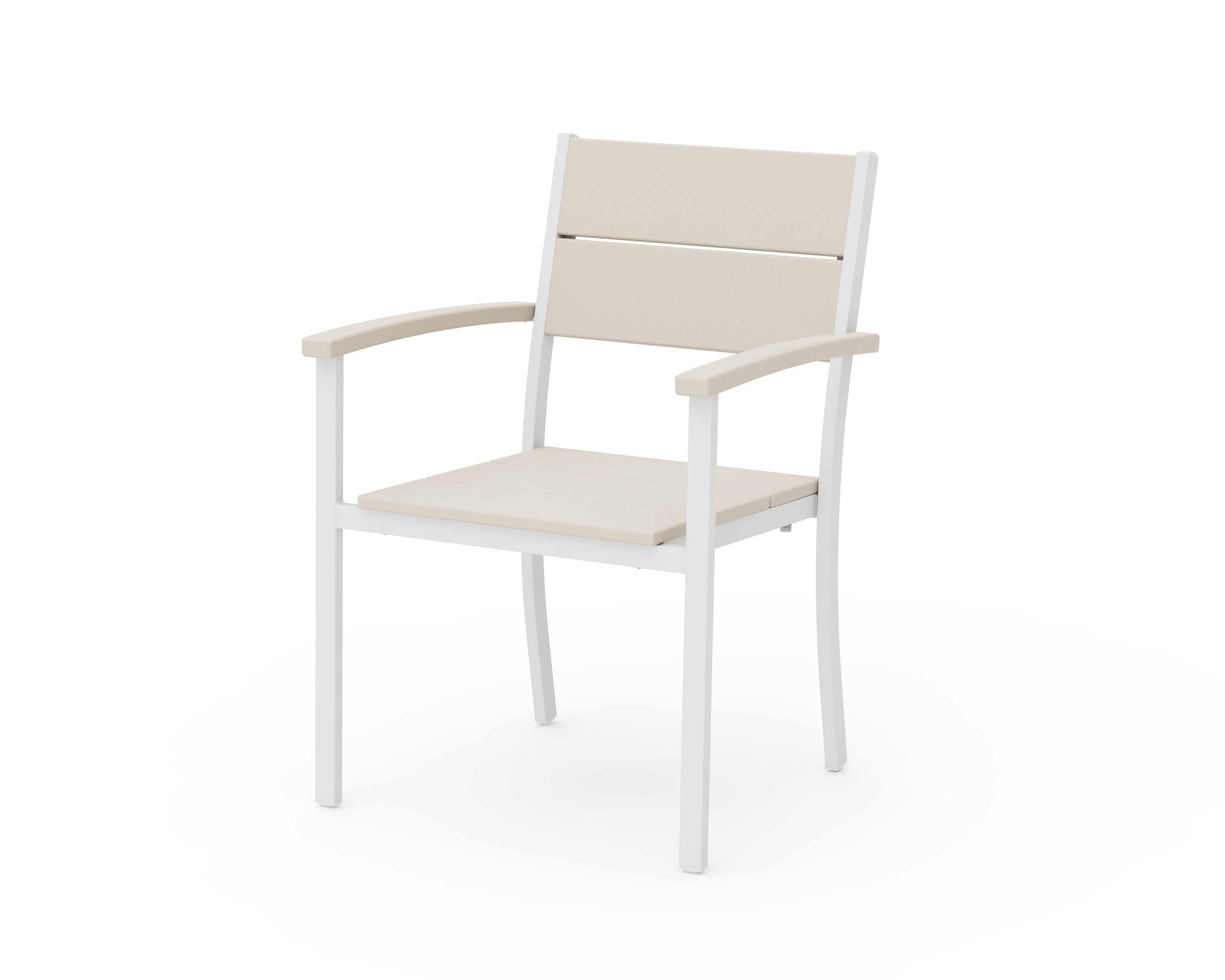 Main Street Stacking Dining Arm Chair in White / Sand