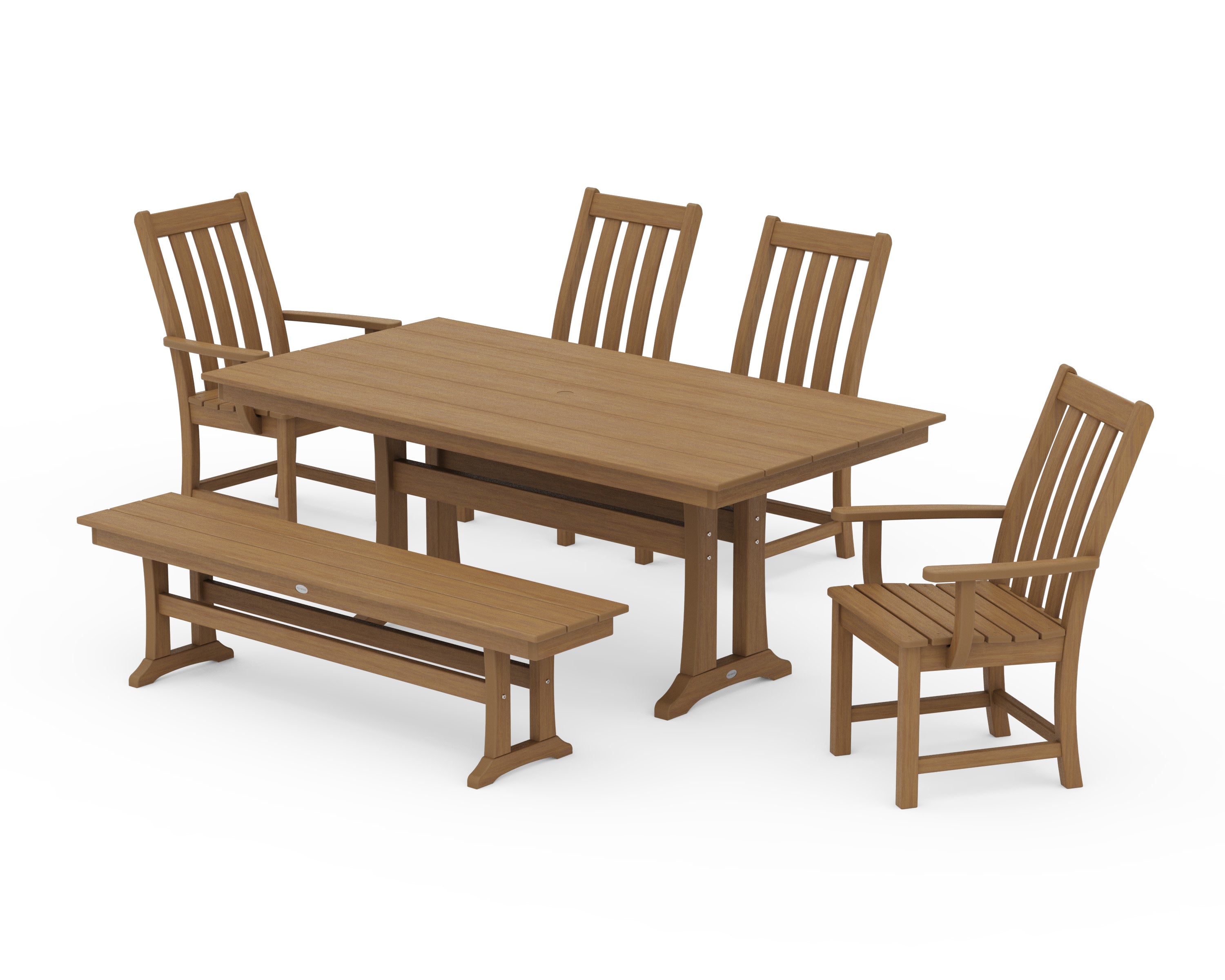 Vineyard 6-Piece Farmhouse Dining Set With Trestle Legs in Natural