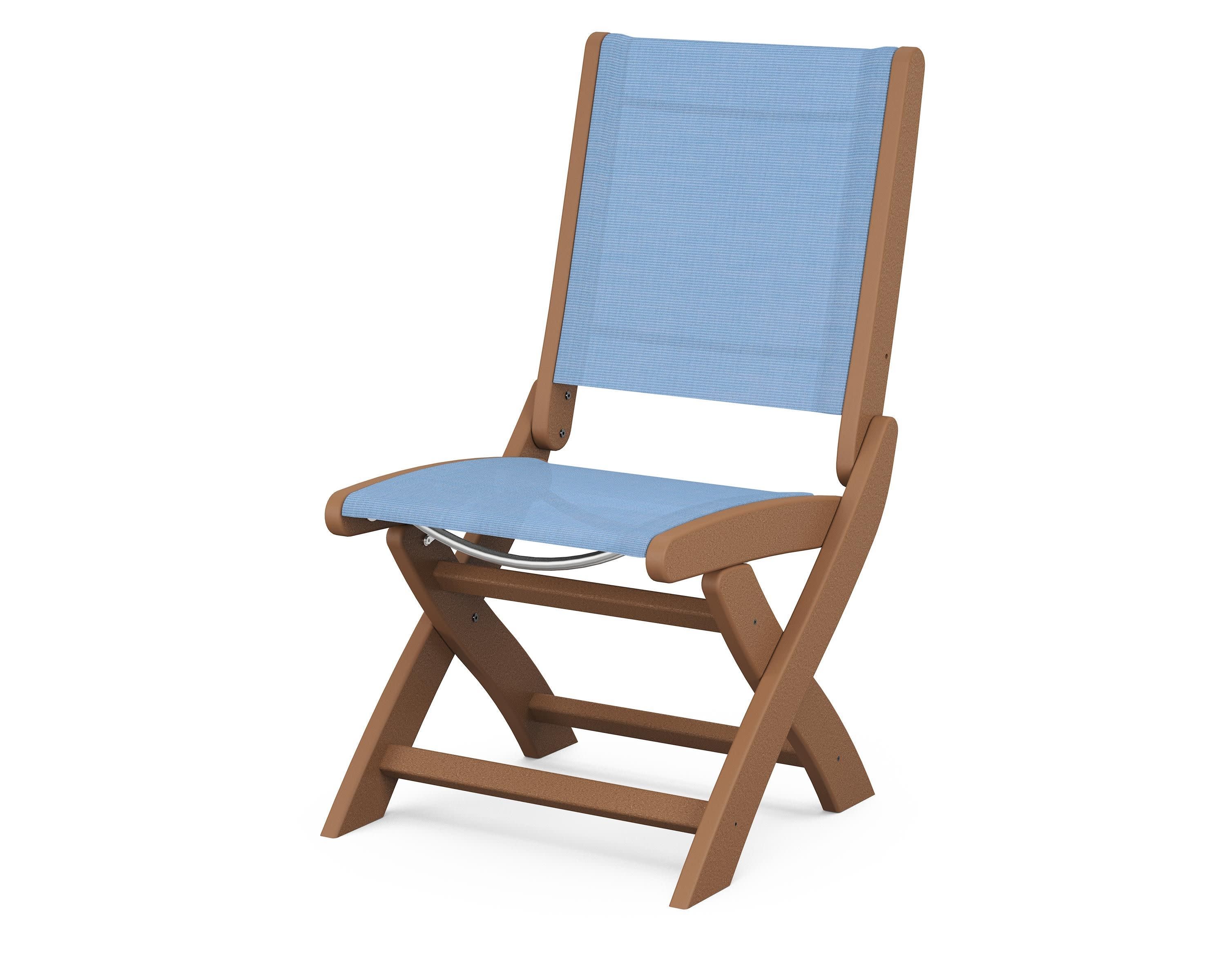 Coastal Folding Side Chair in Teak / Poolside Sling
