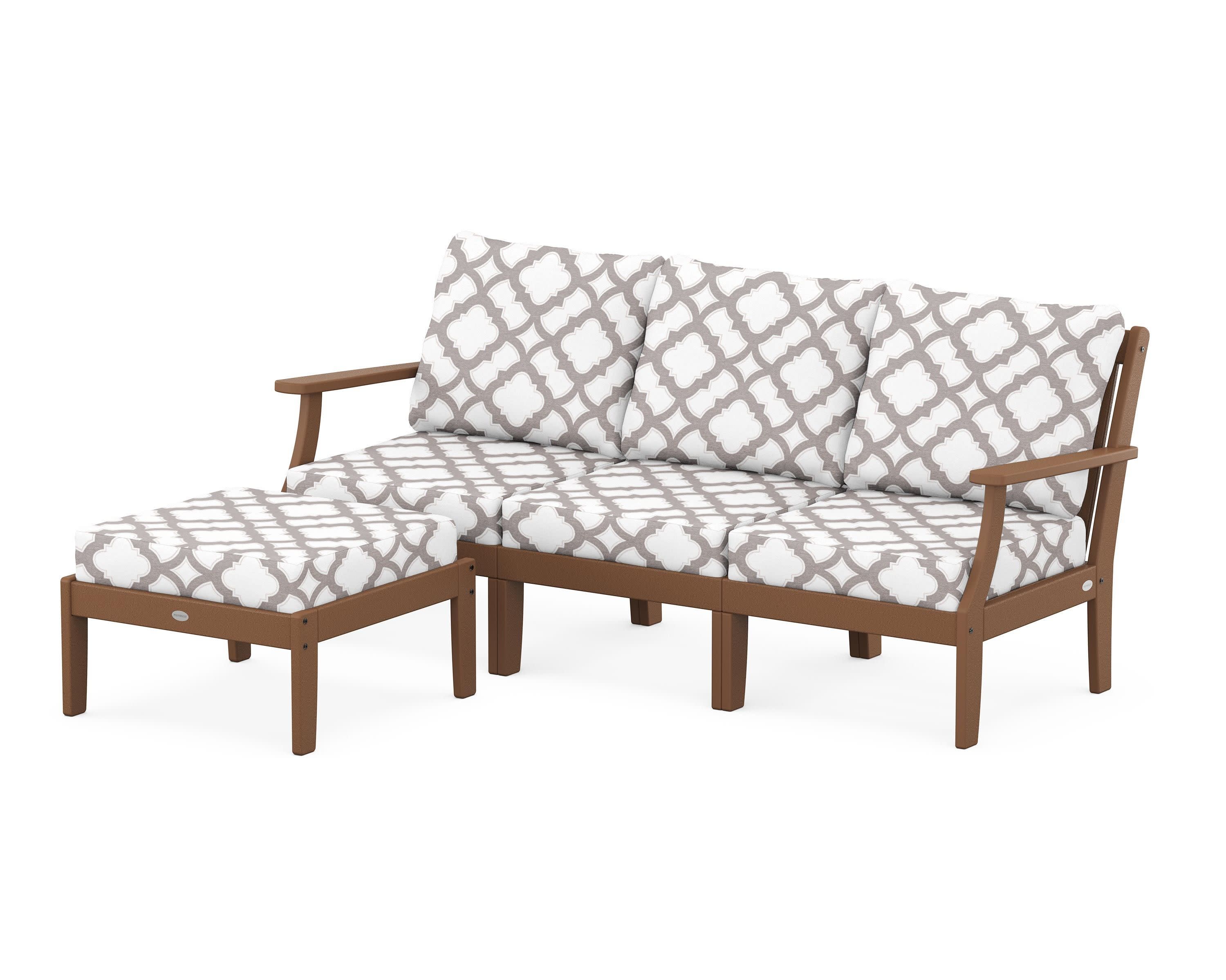 Braxton Modular 4-Piece Deep Seating Set with Ottoman in Teak / Trellis Grey Mist
