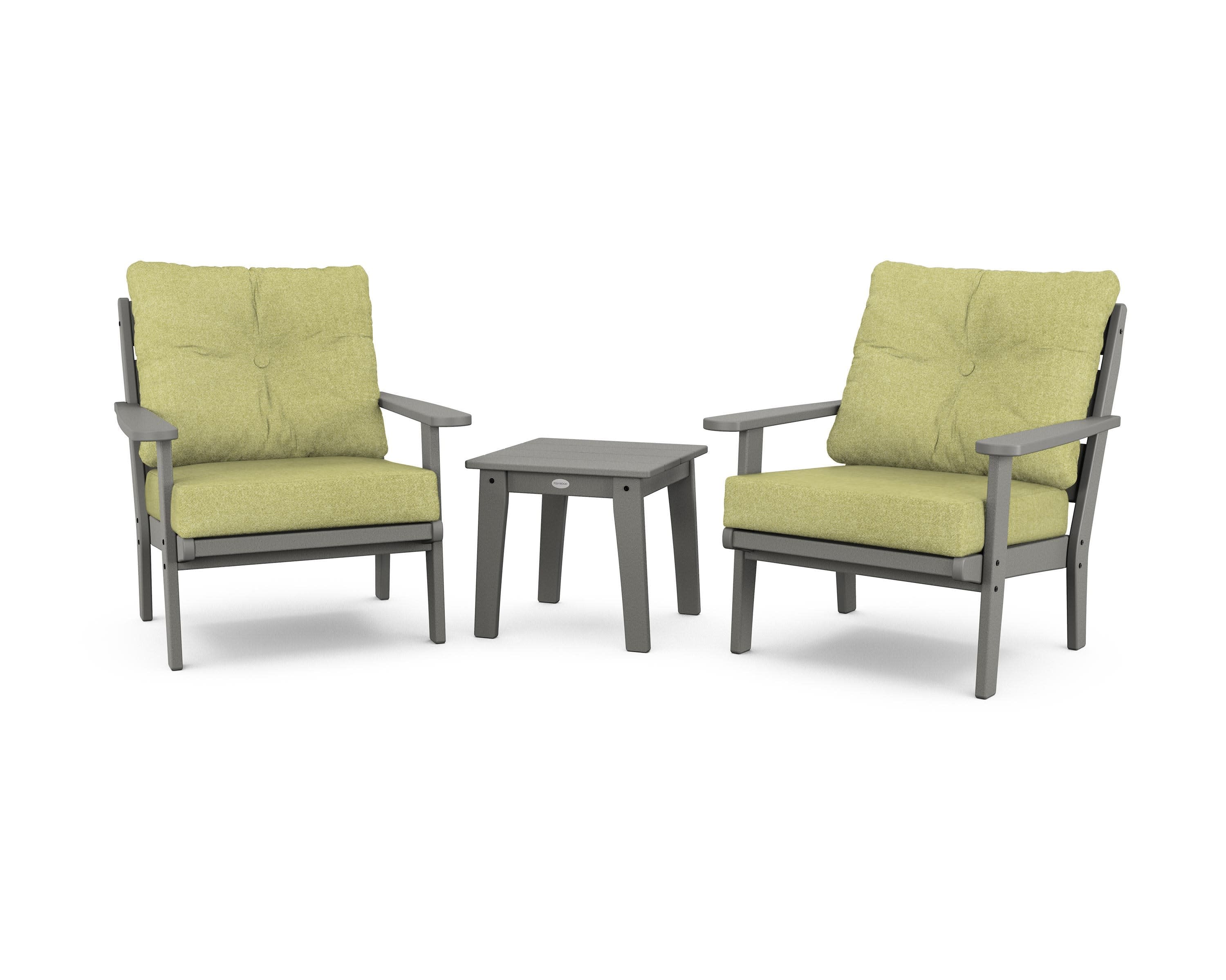 Lakeside 3-Piece Deep Seating Chair Set in Slate Grey / Chartreuse Boucle