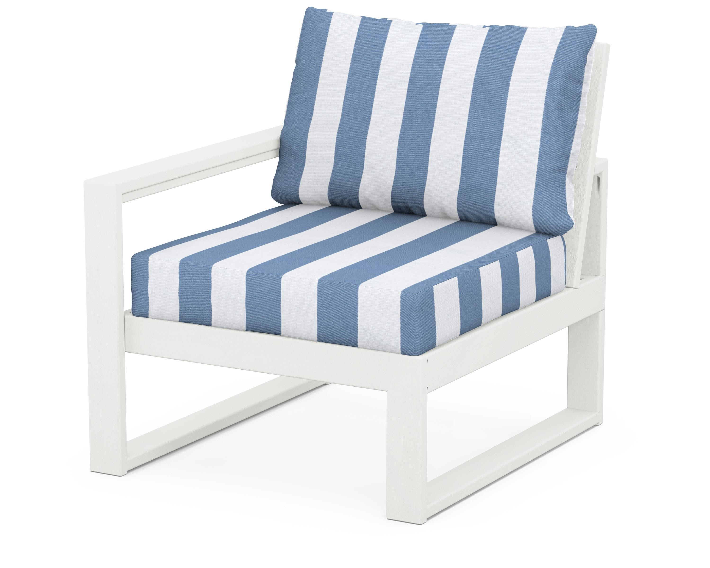 EDGE Modular Left Arm Chair in Vintage White / Cabana Stripe Sky Blue