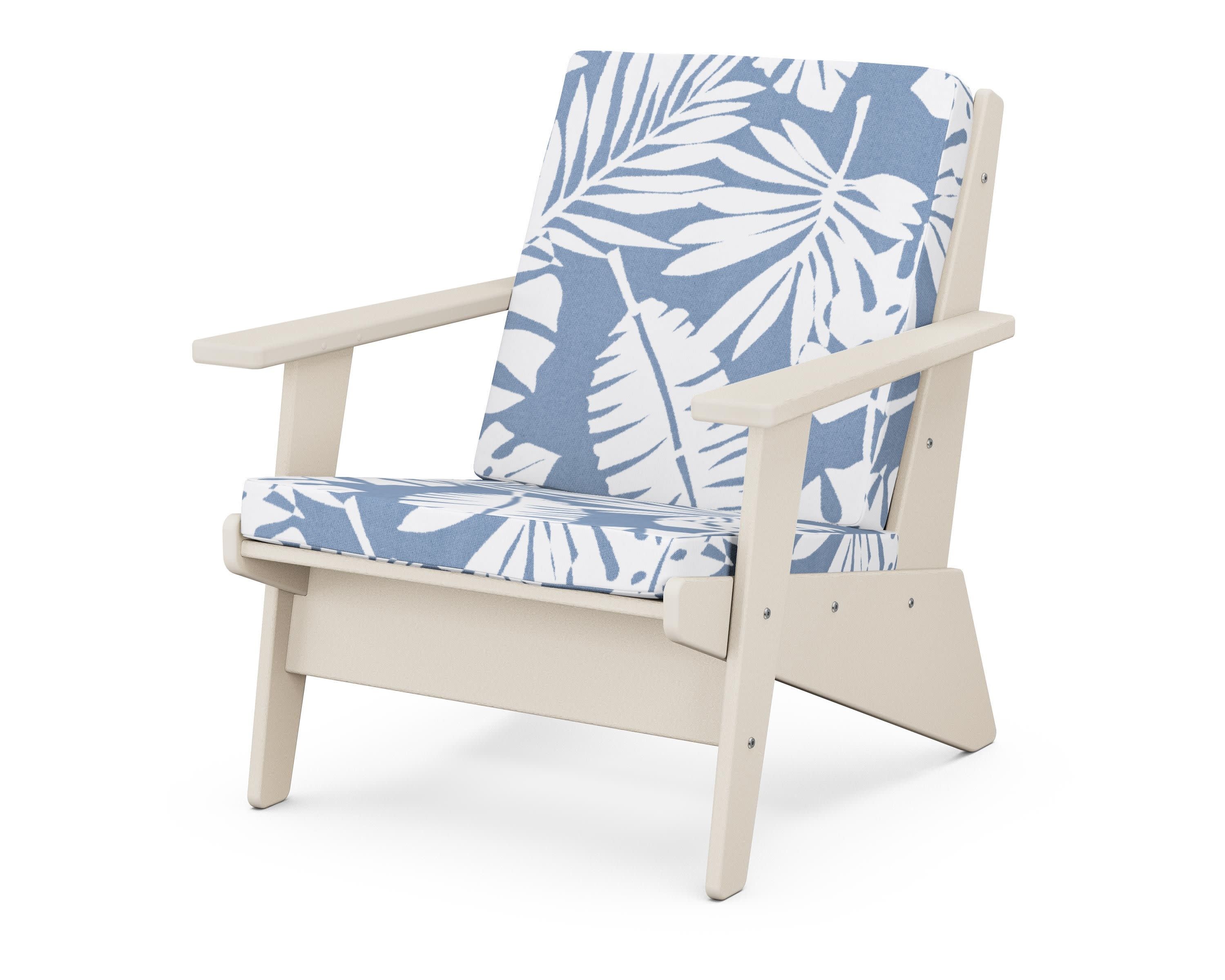 Riviera Modern Lounge Chair in Sand / Leaf Sky Blue