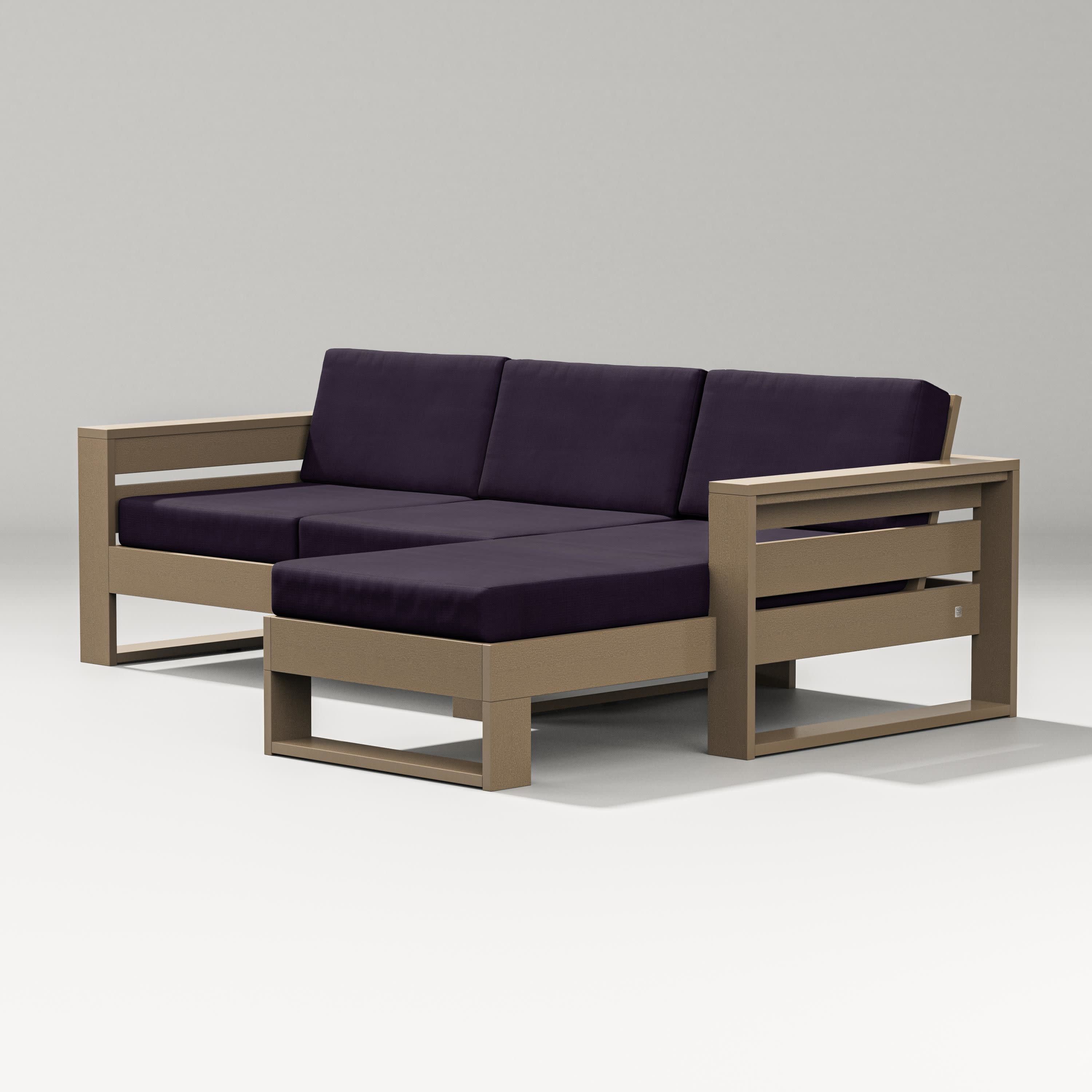 Latitude Right Chaise Sectional in Vintage Sahara / Navy Linen