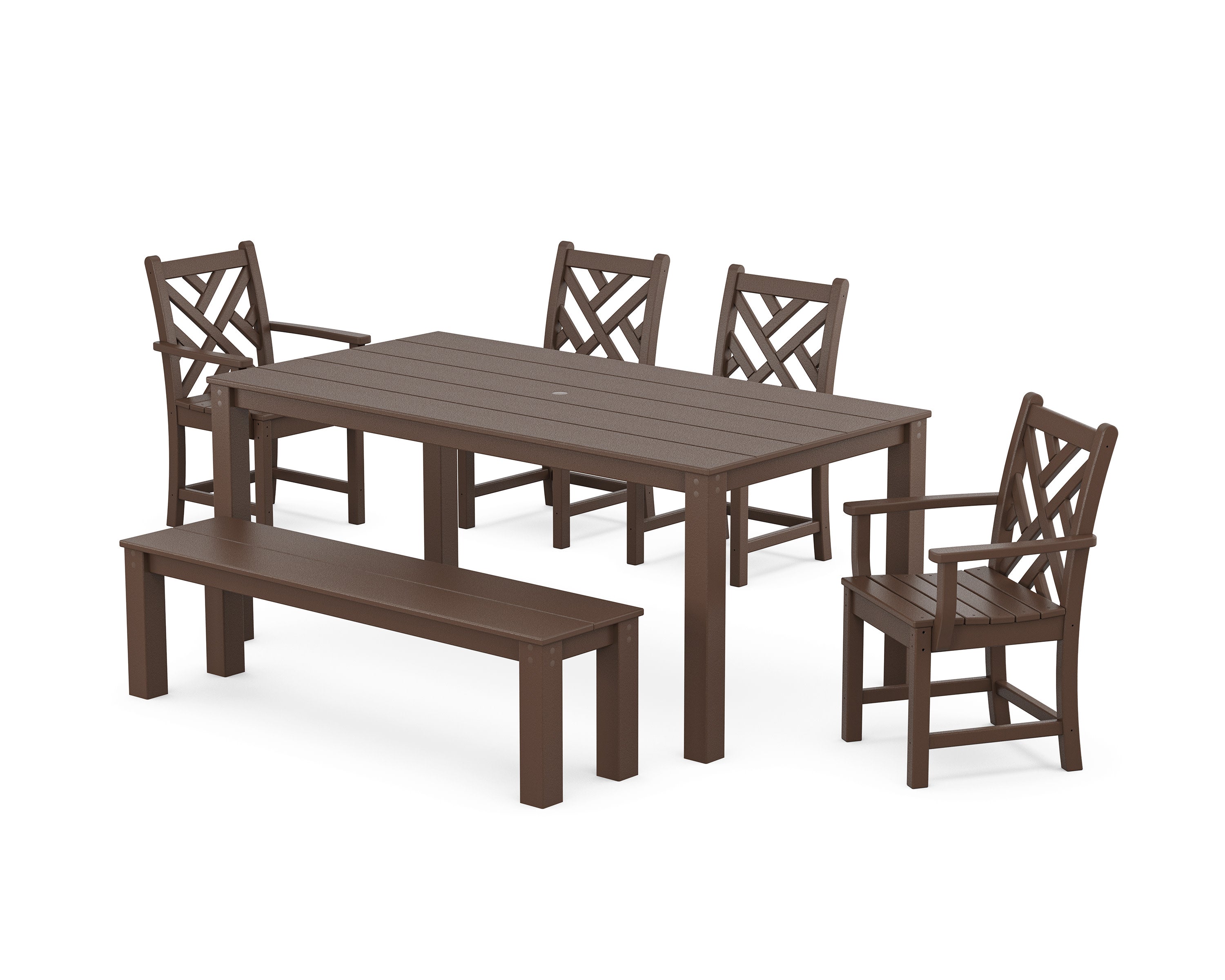 Chippendale 6-Piece Parsons Dining Set with Bench in Mahogany