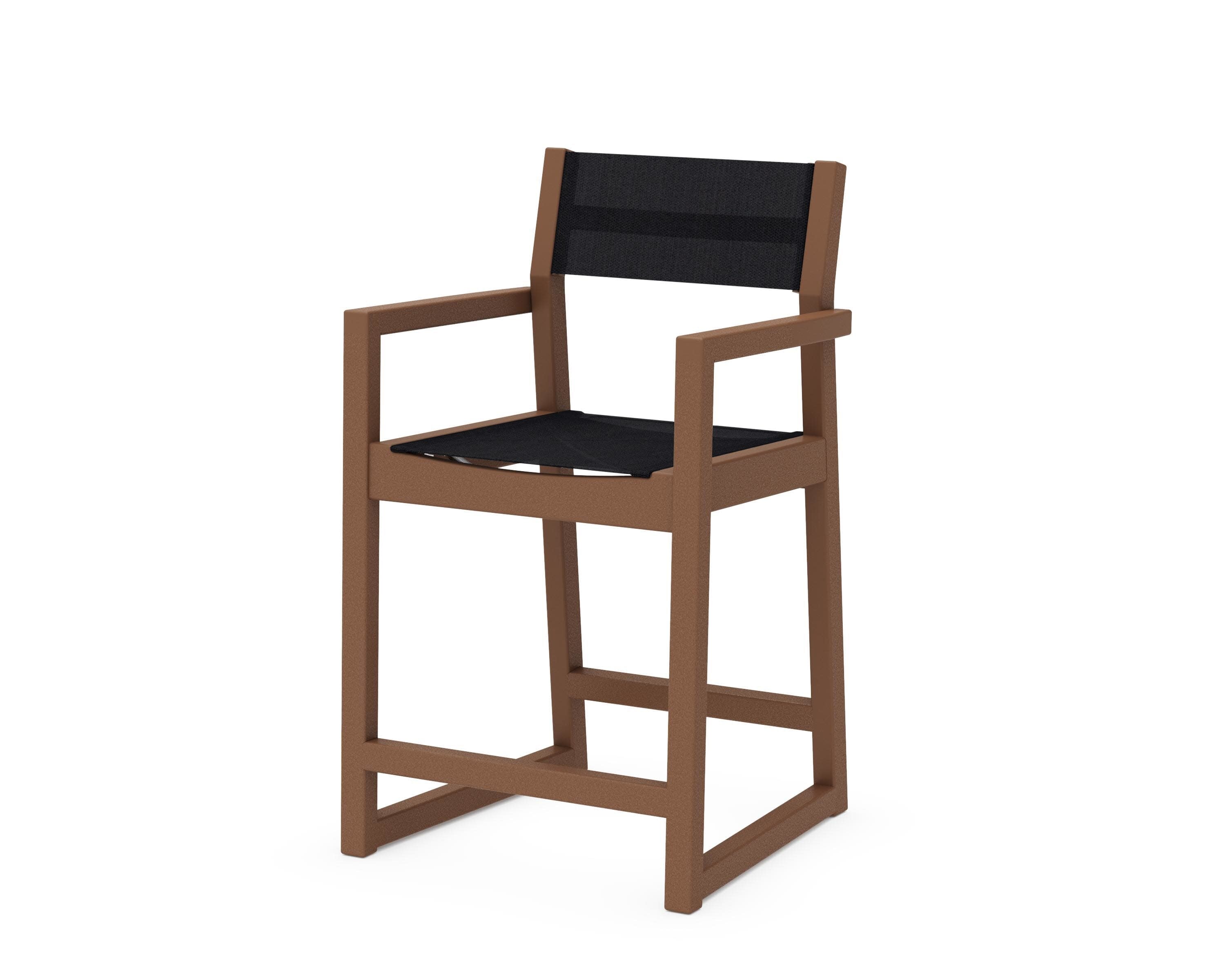 EDGE Sling Counter Arm Chair in Teak / Black Sling