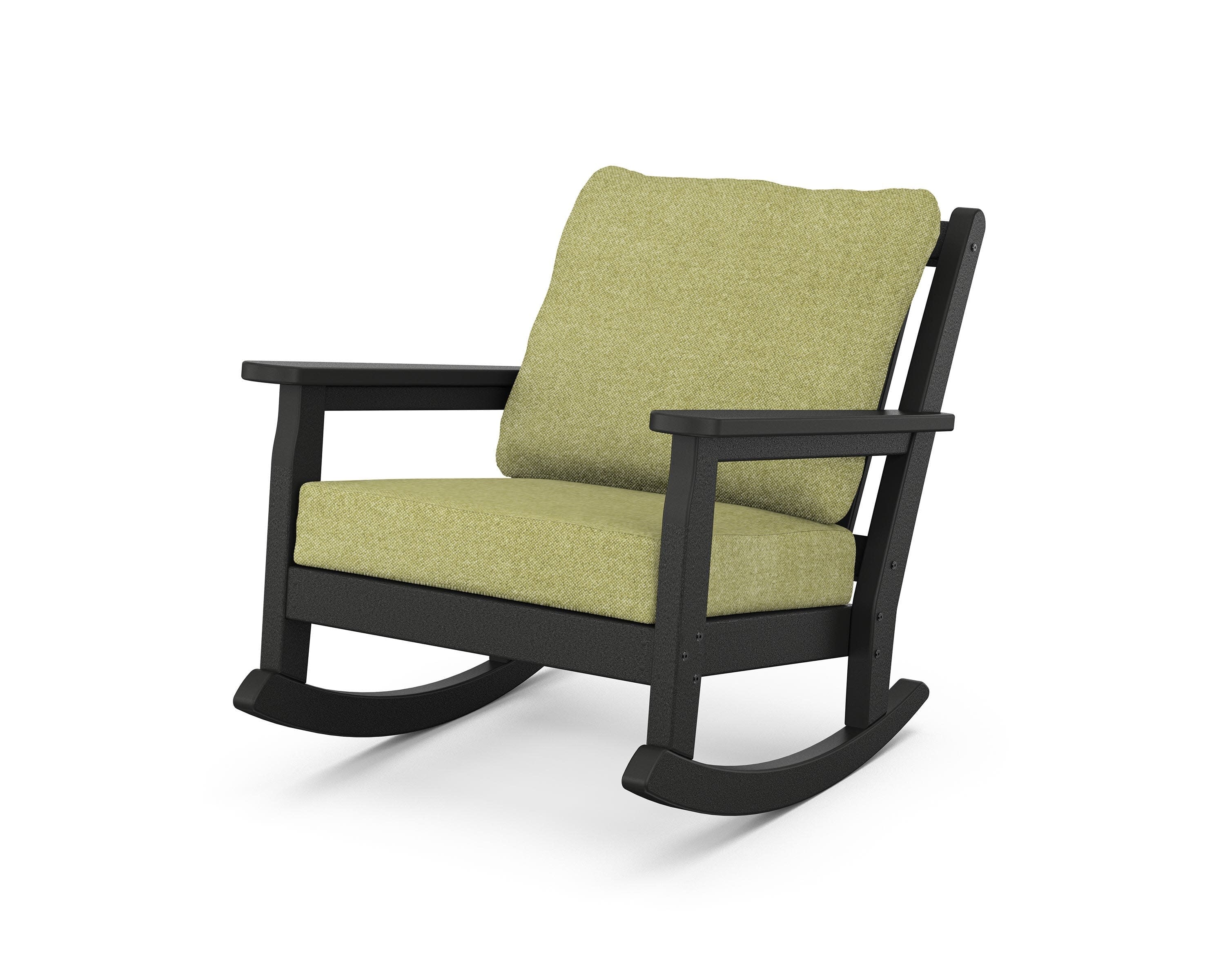 Chippendale Deep Seating Rocking Chair in Black / Chartreuse Boucle