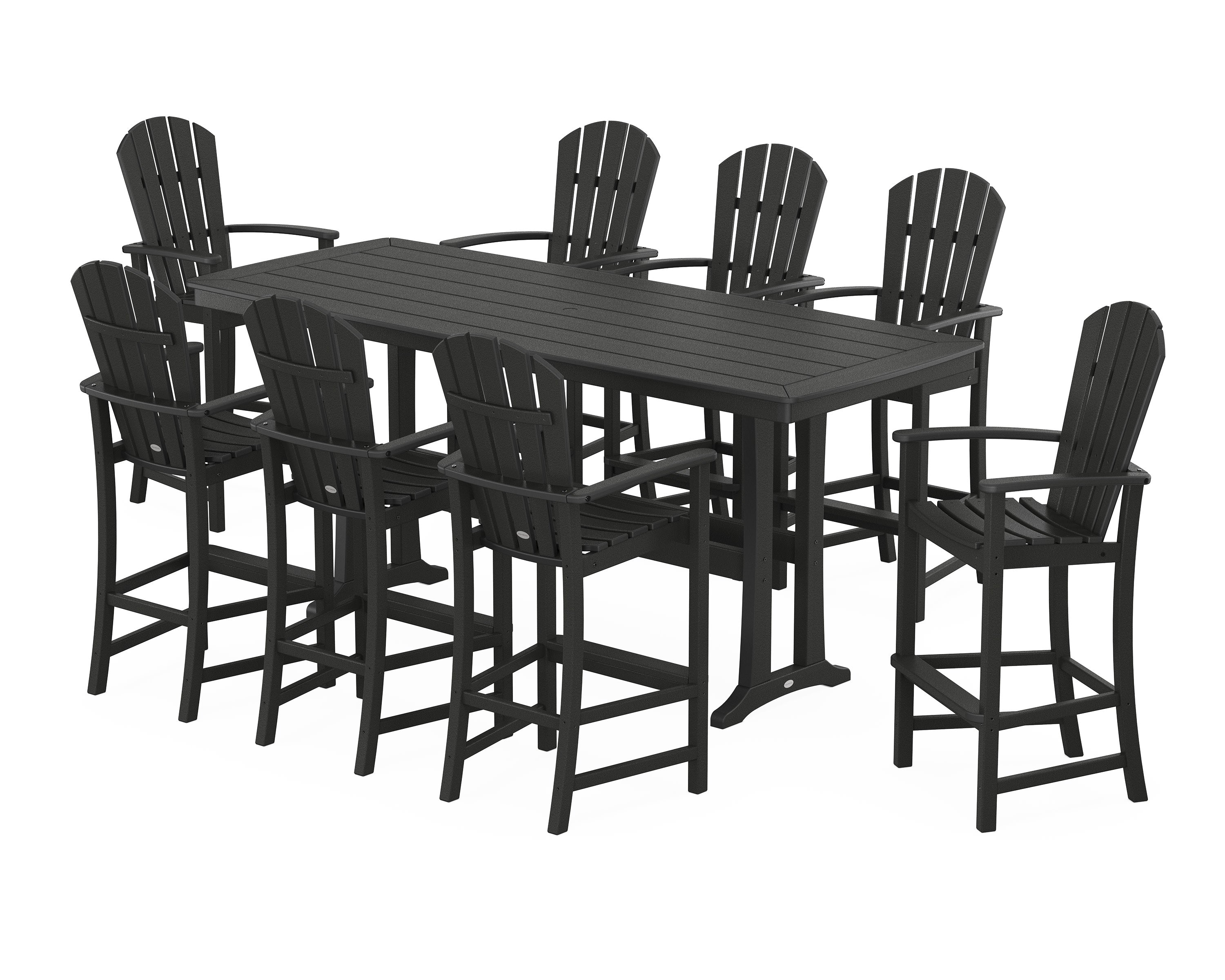Palm Coast 9-Piece Bar Set with Trestle Legs in Black