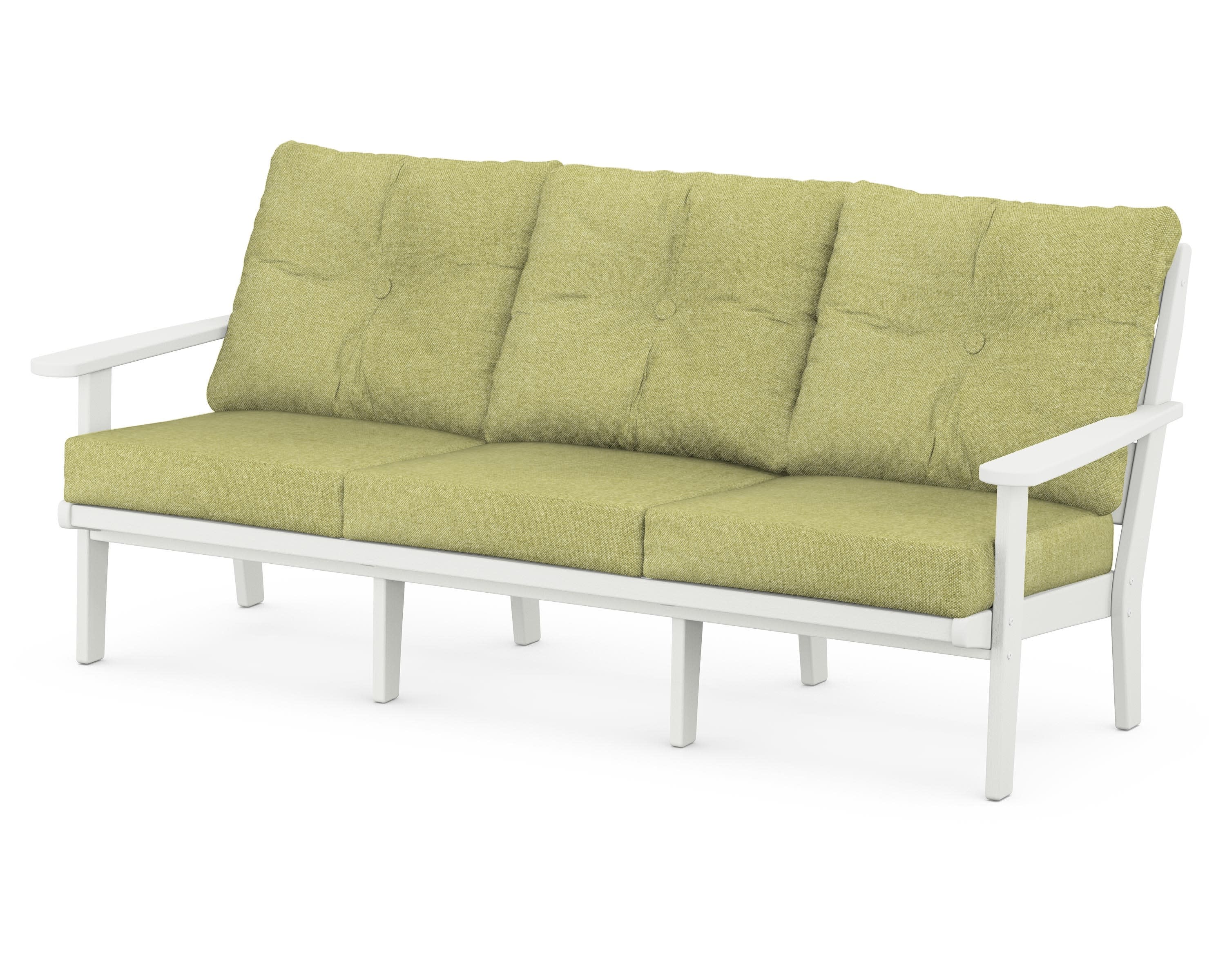 Lakeside Deep Seating Sofa in Vintage White / Chartreuse Boucle
