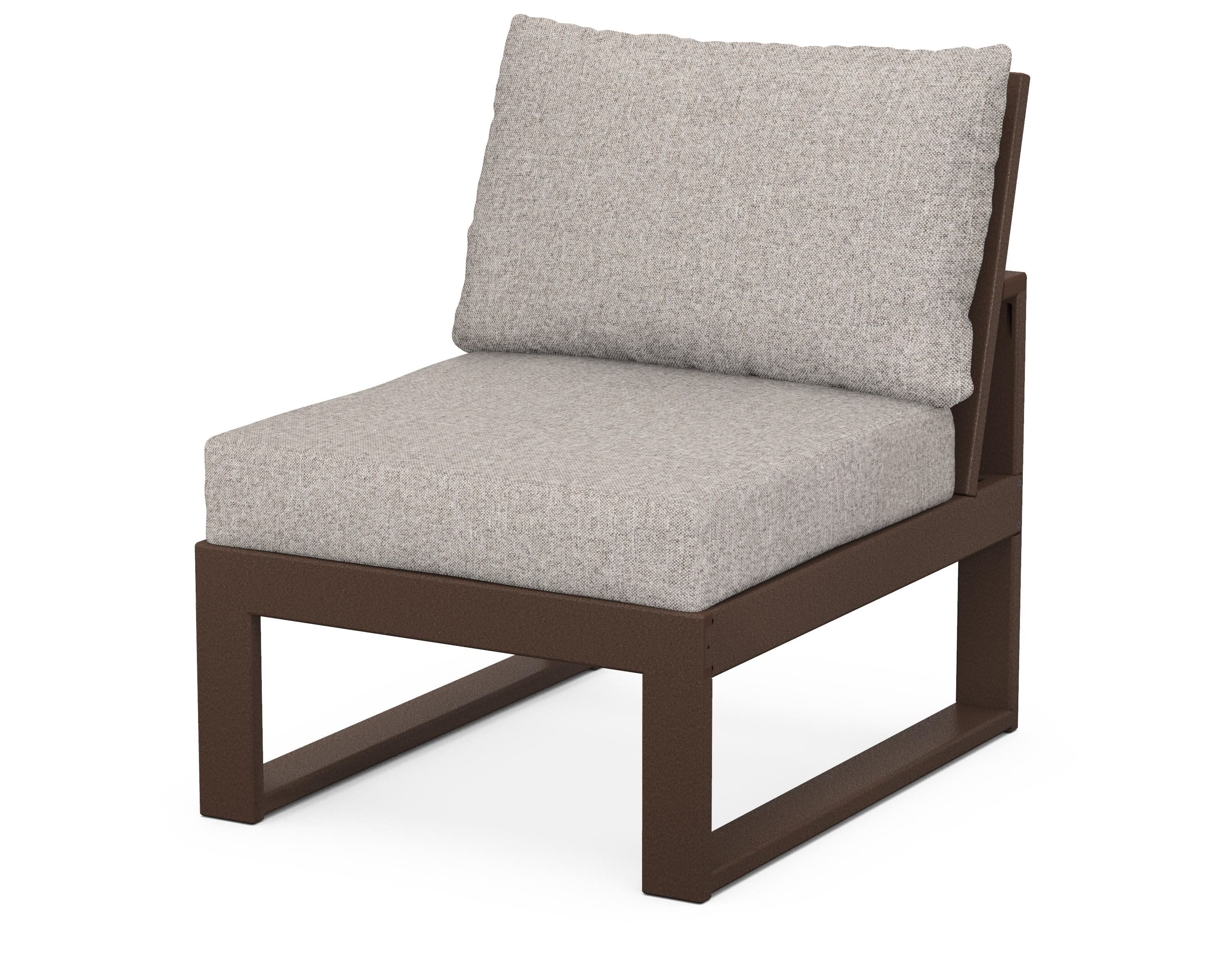 Modular Armless Chair in Mahogany / Weathered Tweed