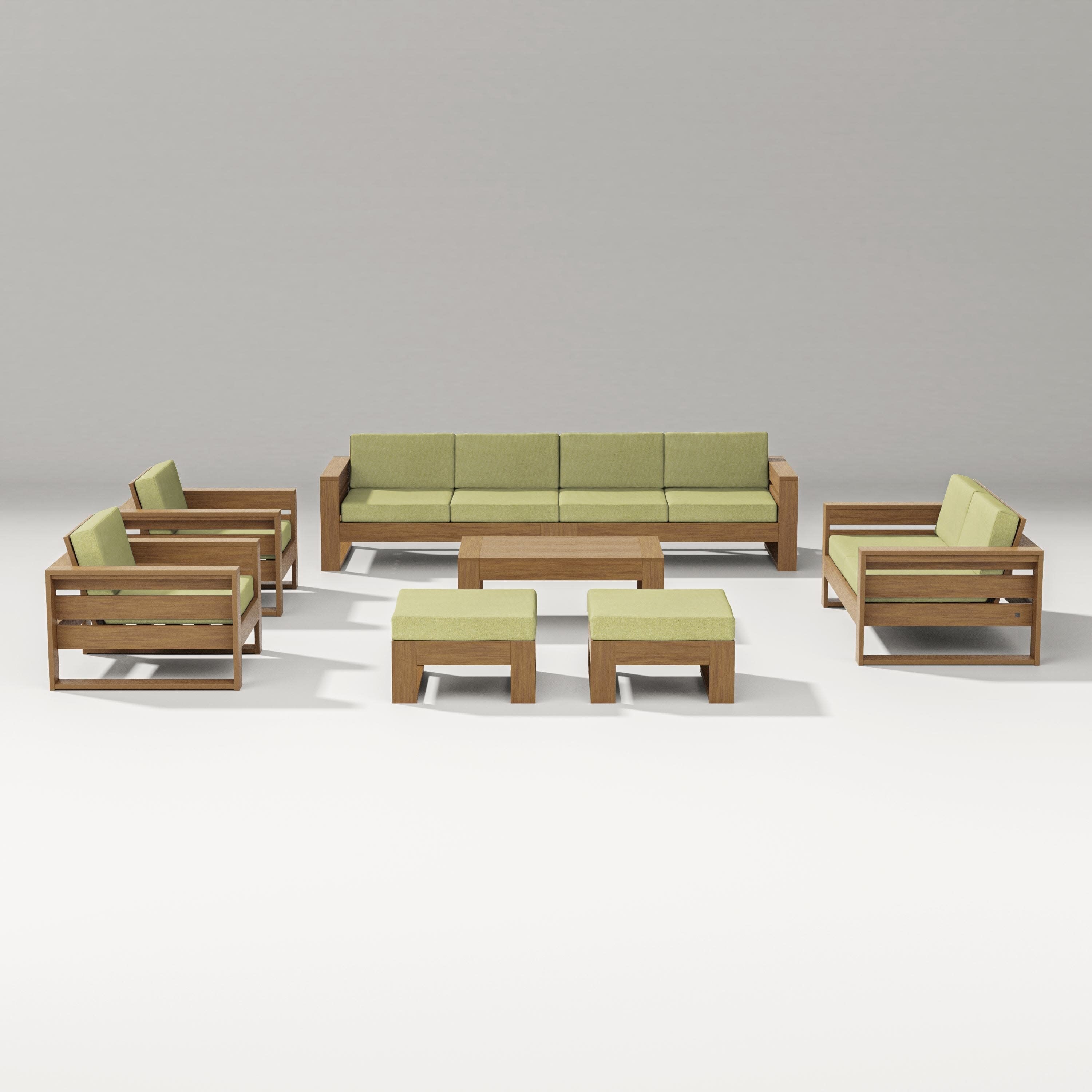 Latitude 8-Piece Lounge Sofa Set in Natural / Chartreuse Boucle