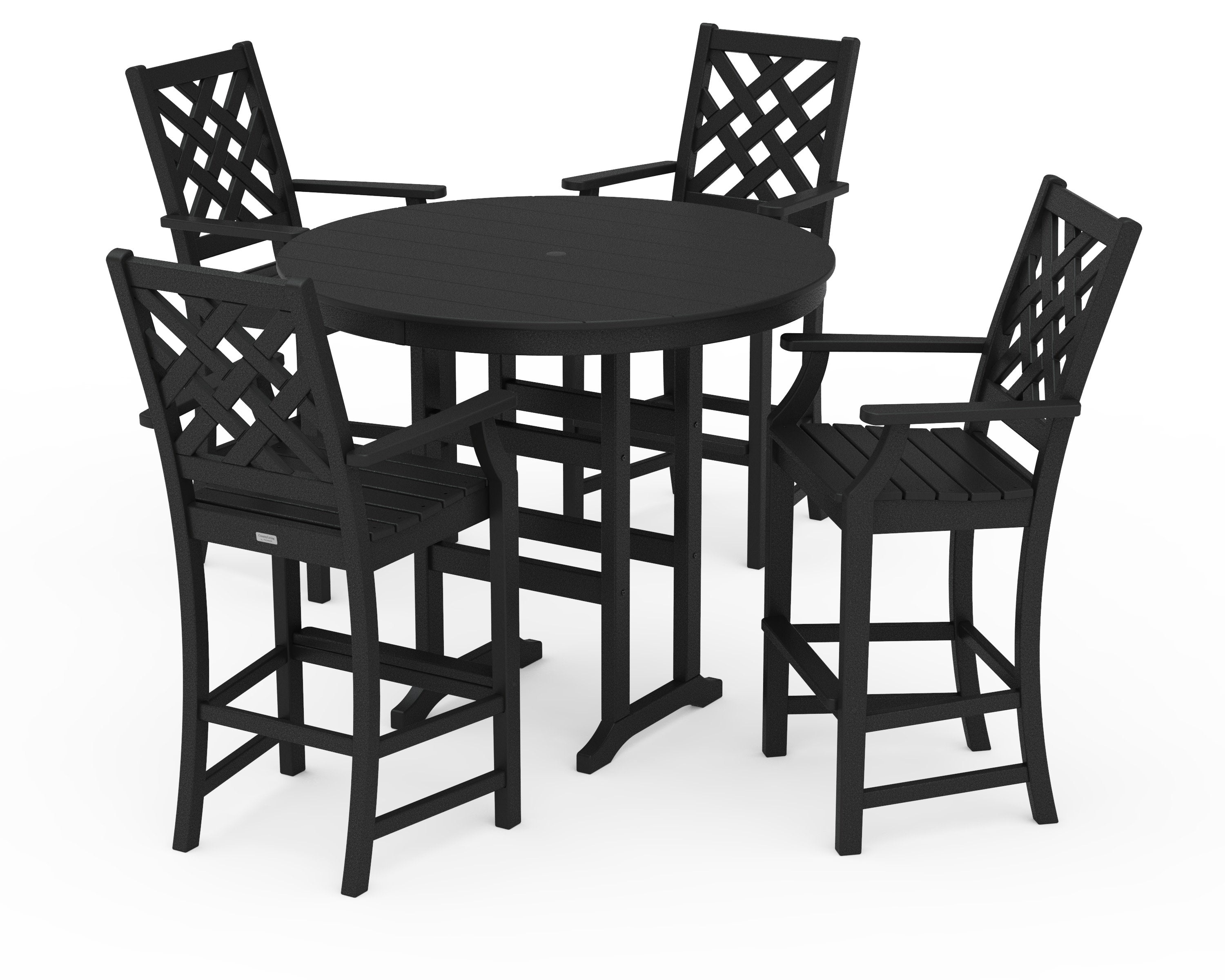 Wovendale 5-Piece Round Farmhouse Bar Set in Black