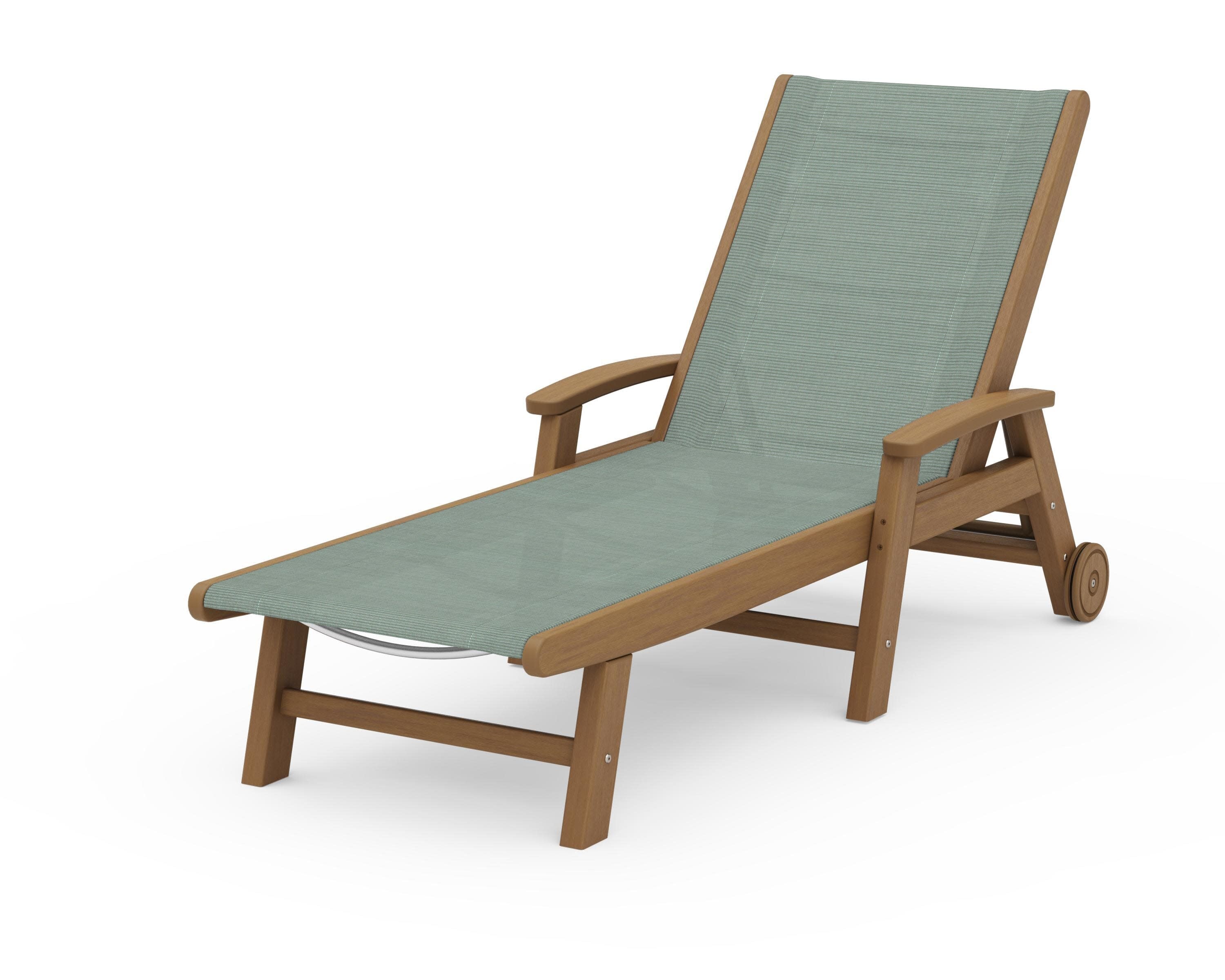 Coastal Chaise with Wheels in Natural / Dupioni Sea Mist Sling