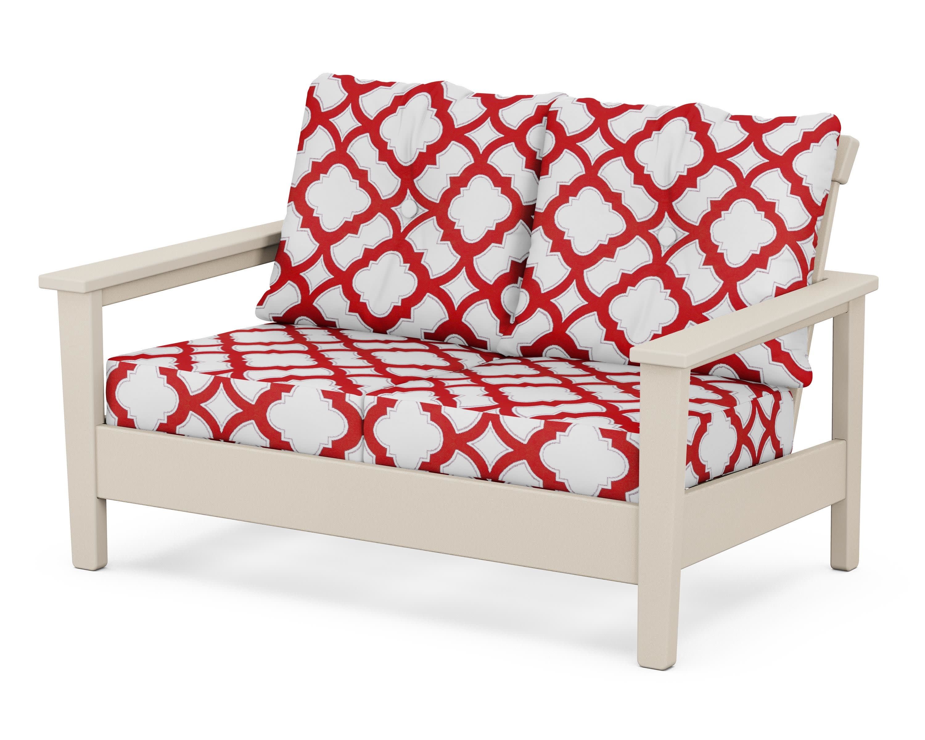 Prescott Deep Seating Loveseat in Sand / Trellis Crimson