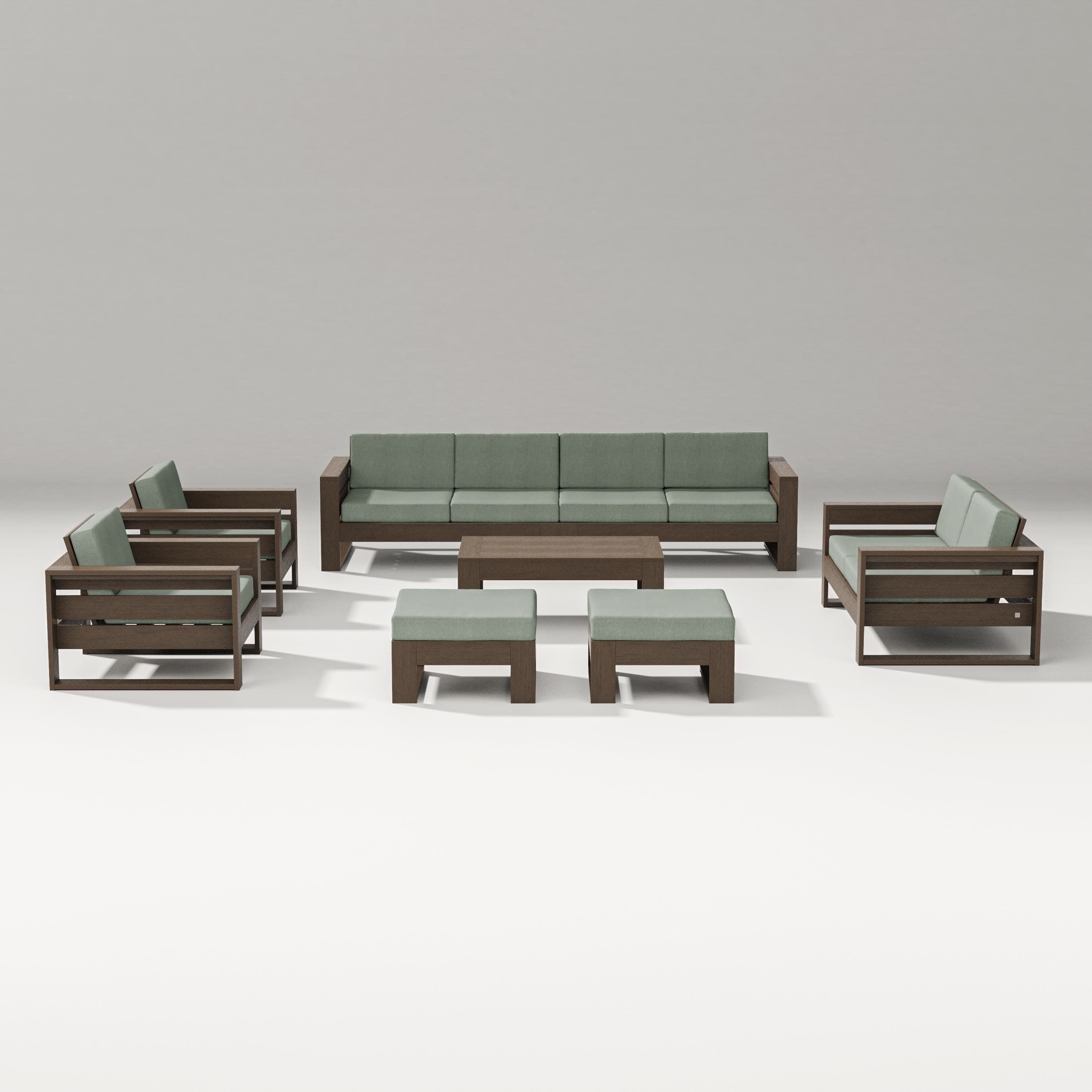 Latitude 8-Piece Lounge Sofa Set in Kona / Cast Sage